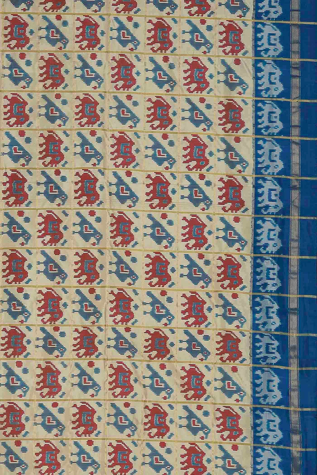 Cream Pochampally Silk Saree