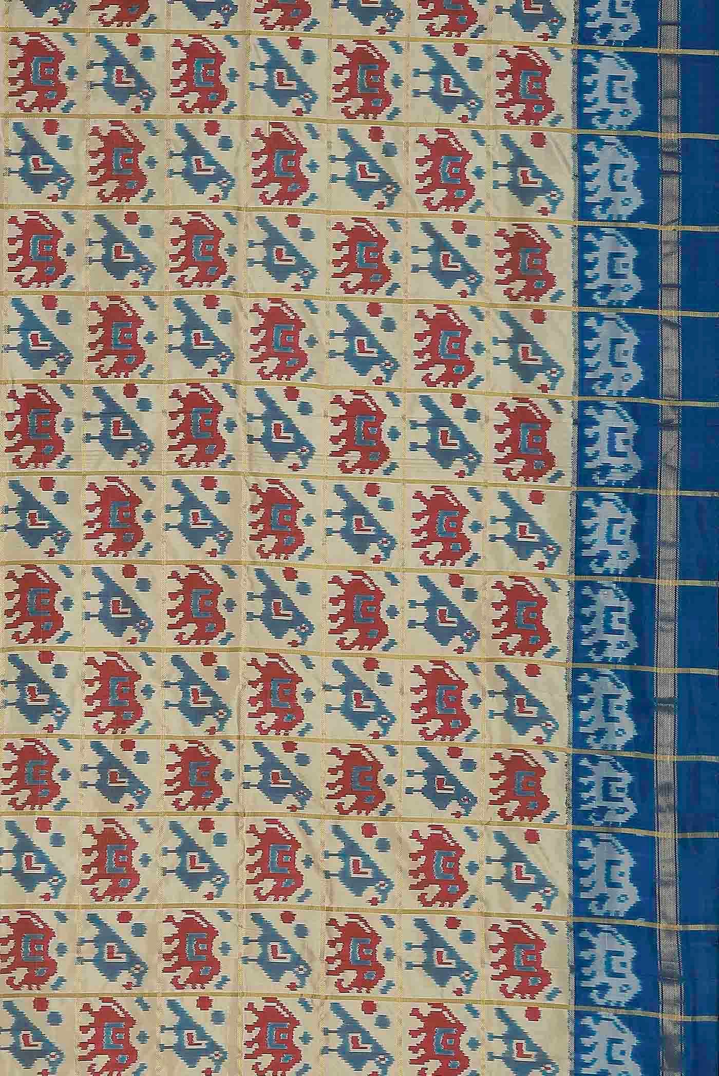 Cream Pochampally Silk Saree