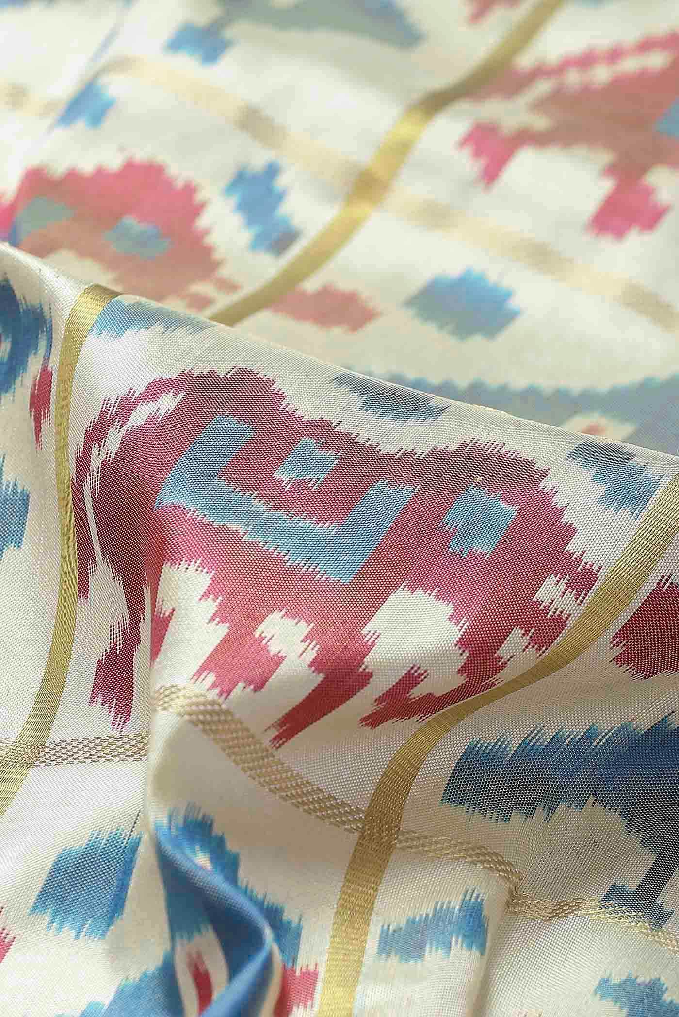 Cream Pochampally Silk Saree