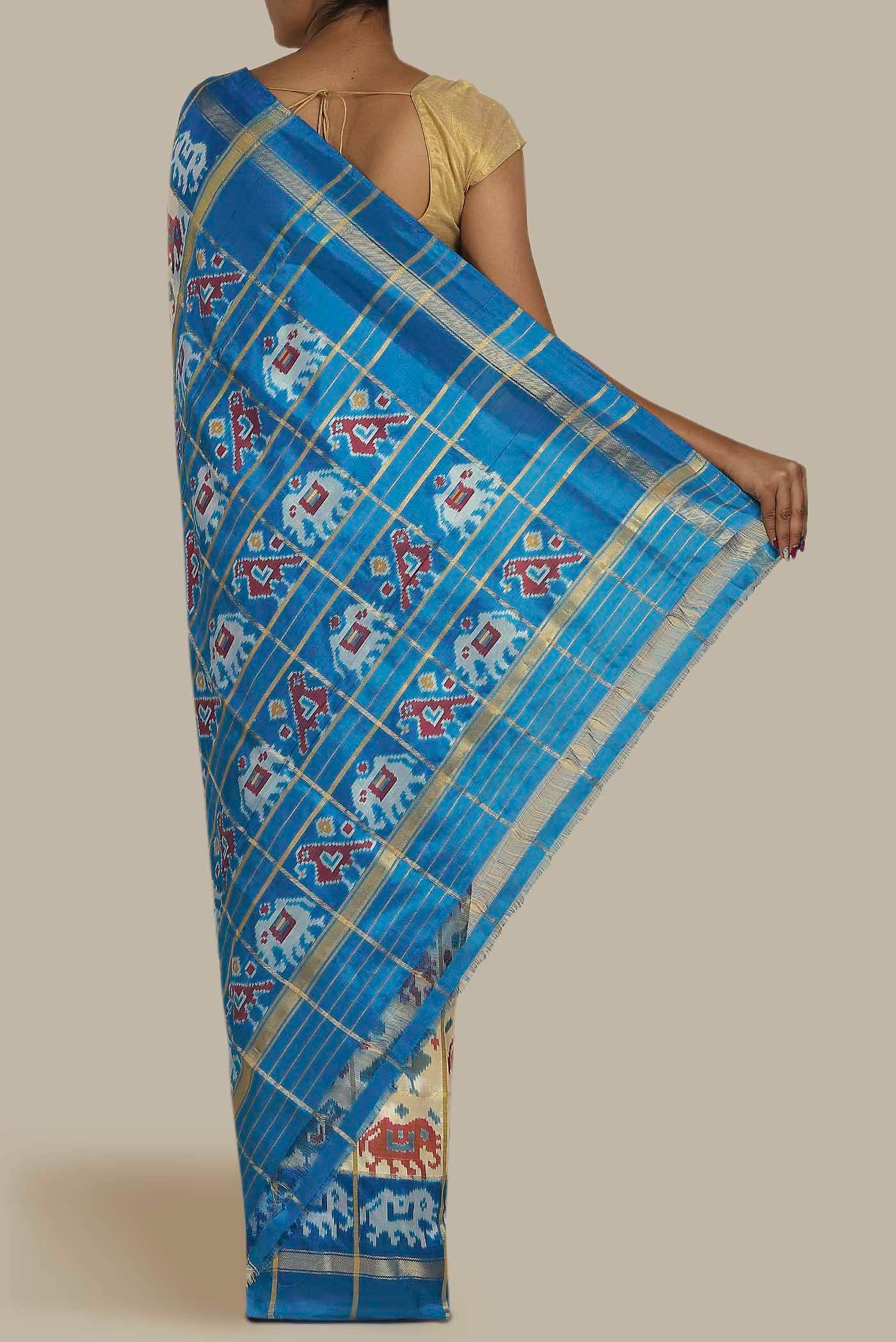 Cream Pochampally Silk Saree
