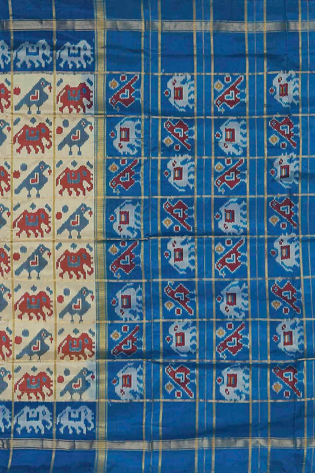 Cream Pochampally Silk Saree