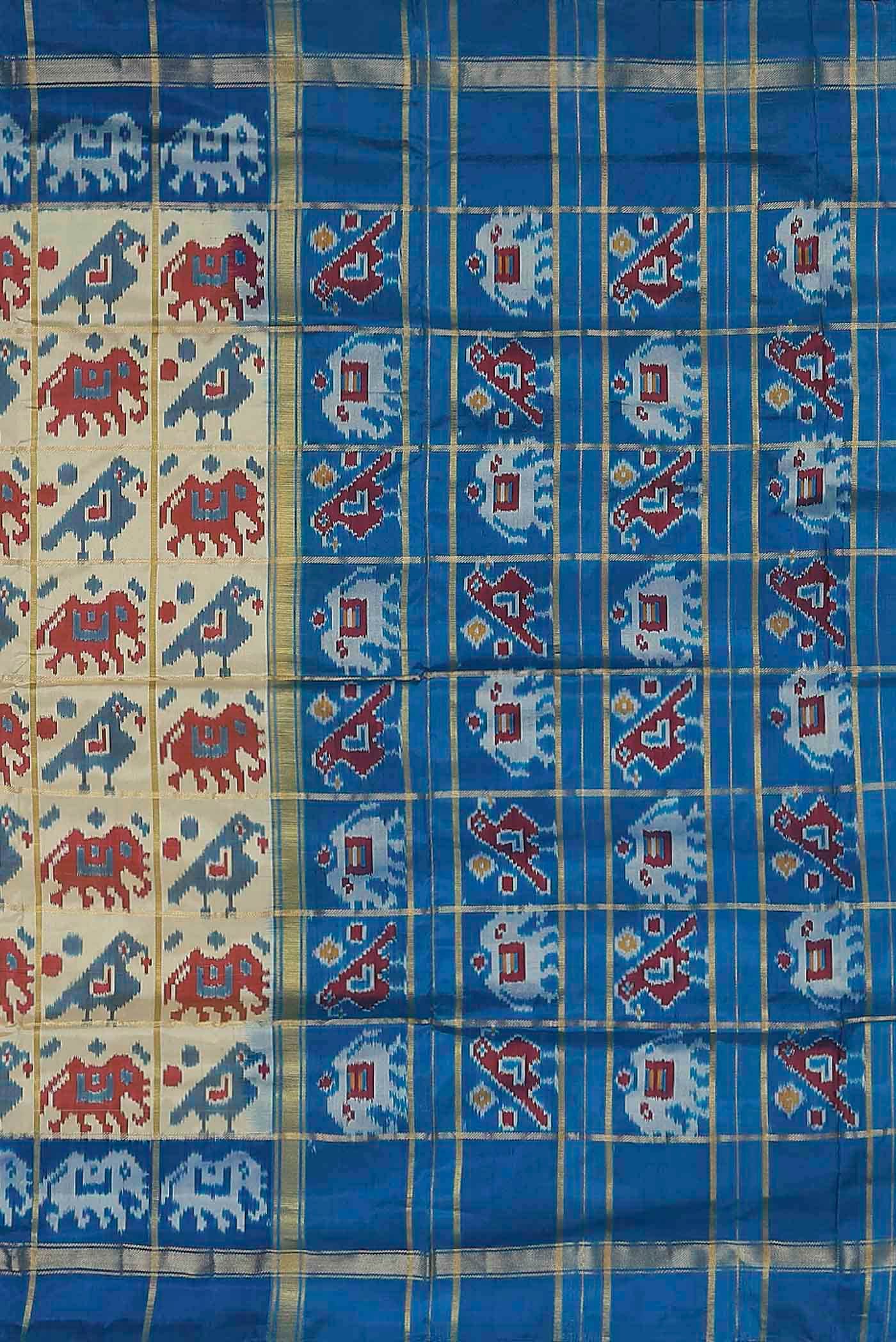 Cream Pochampally Silk Saree