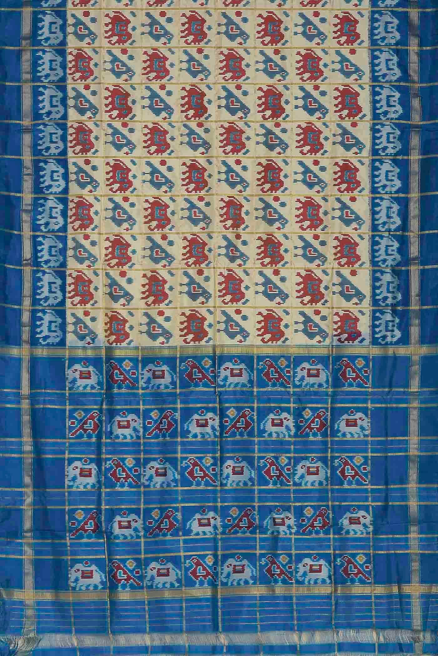 Cream Pochampally Silk Saree