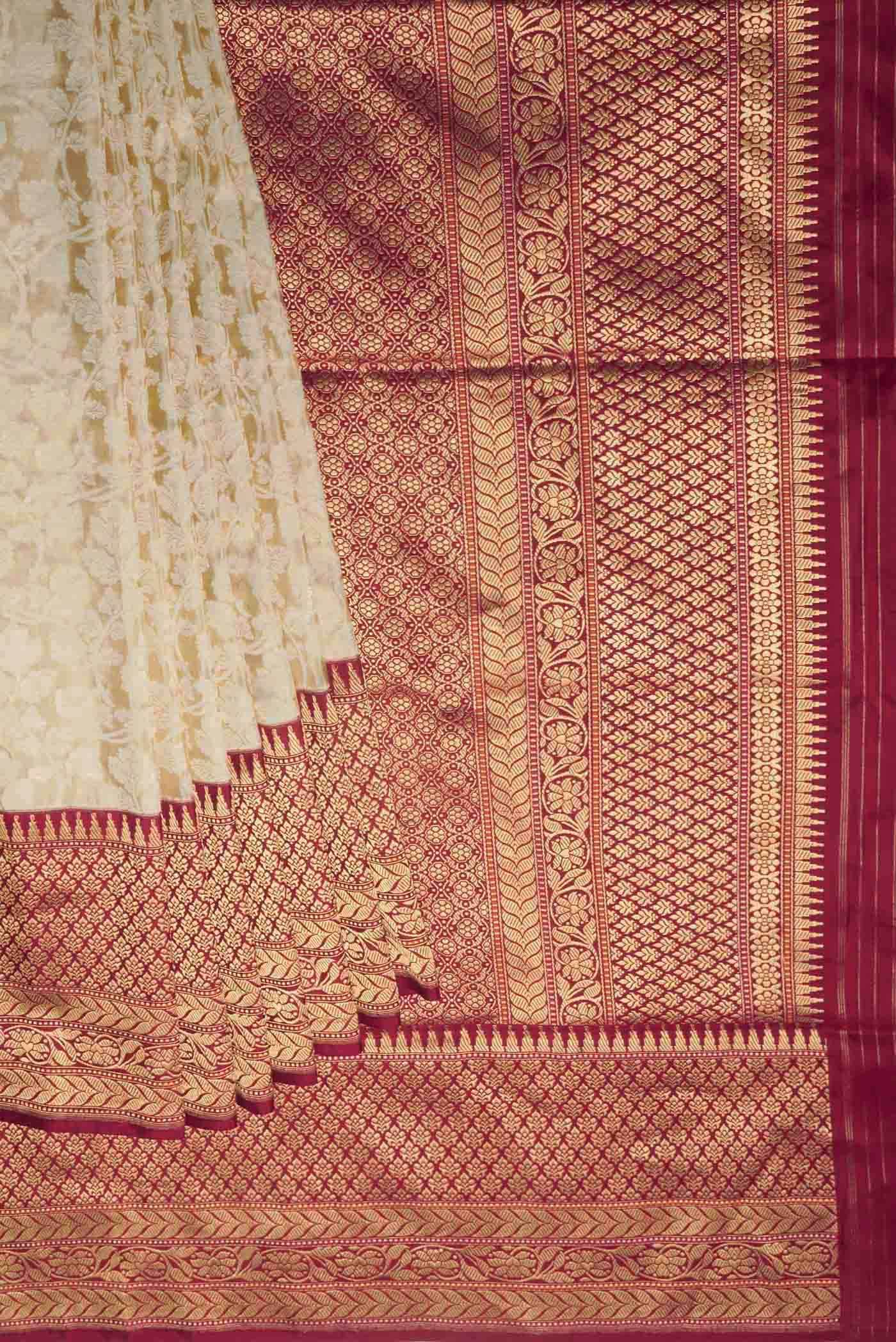 Beige Banarasi Silk Saree