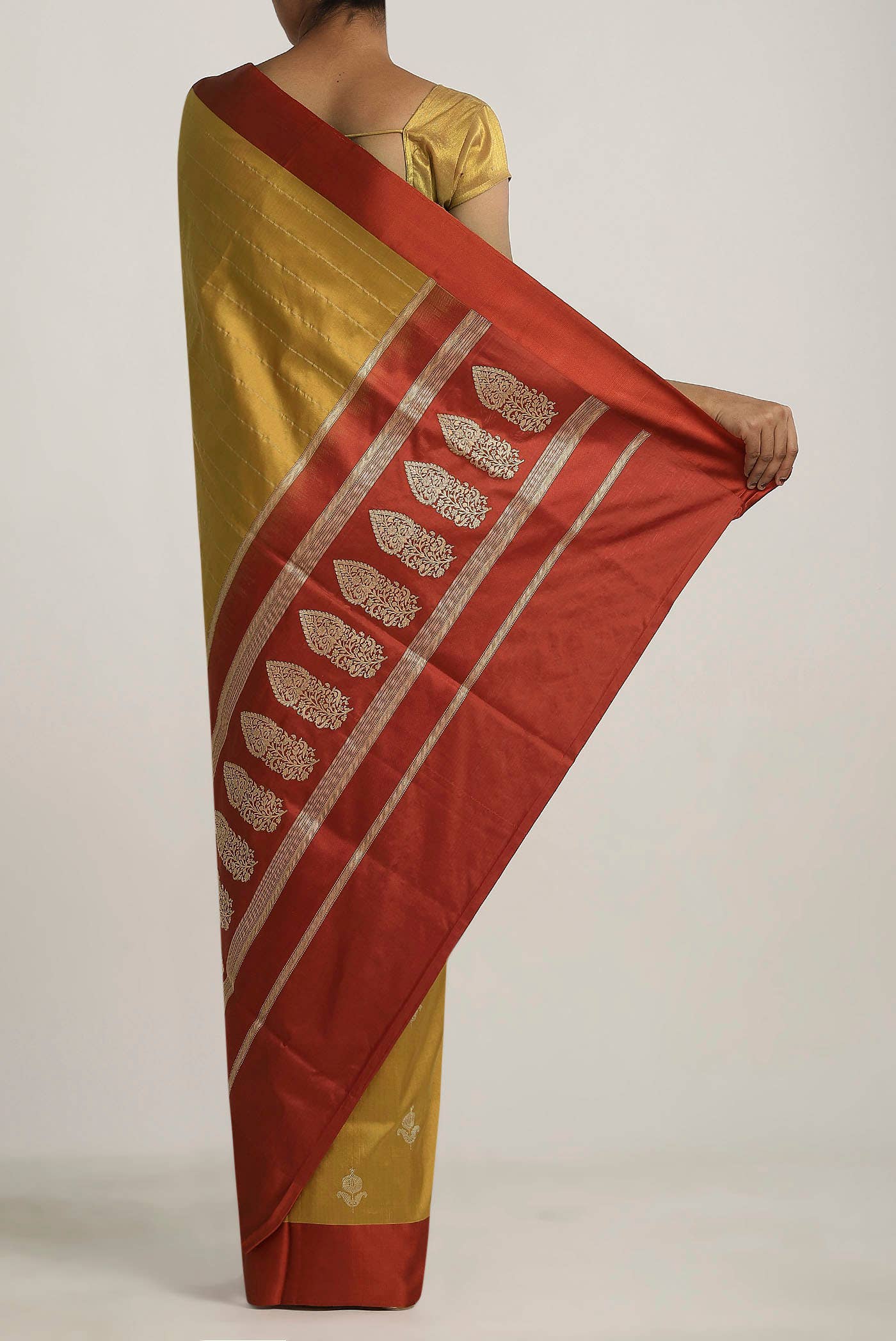Mustard Banarasi Silk Saree