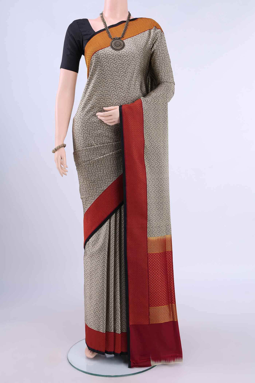 Beige Banarasi Silk Saree