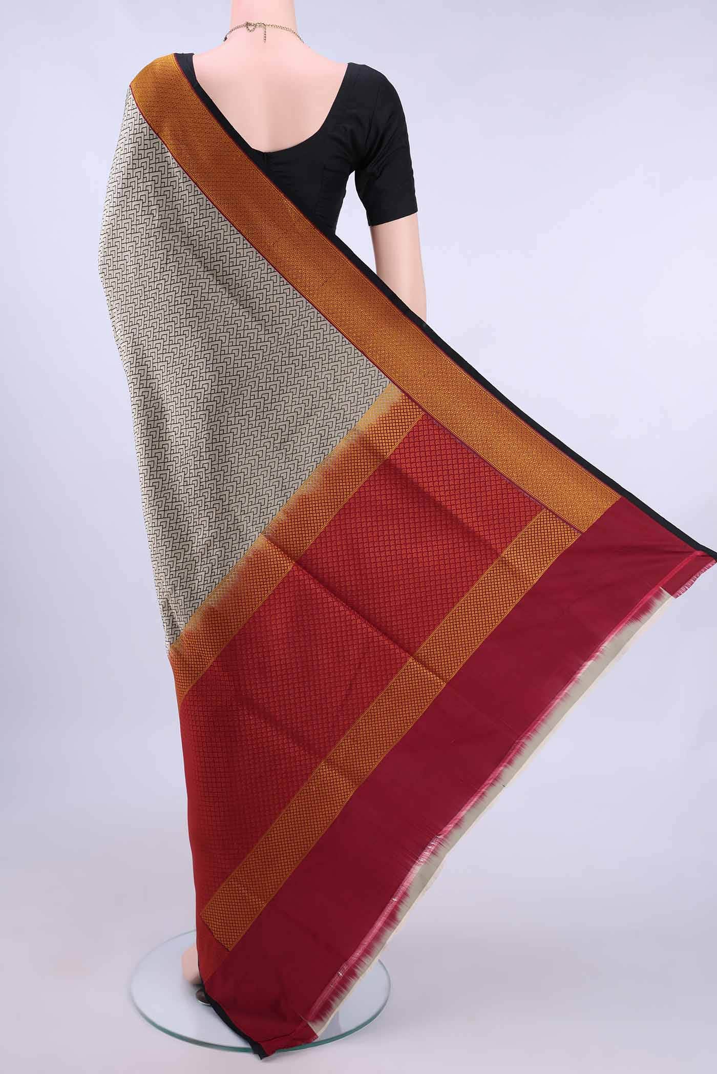 Beige Banarasi Silk Saree