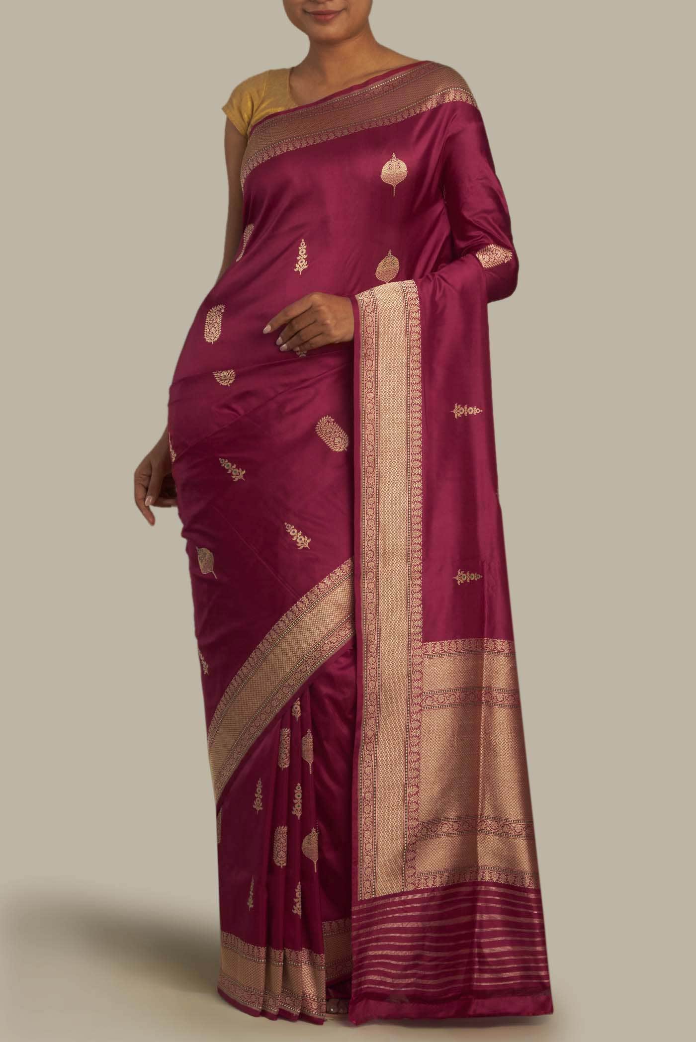 Maroon Banarasi Silk Saree
