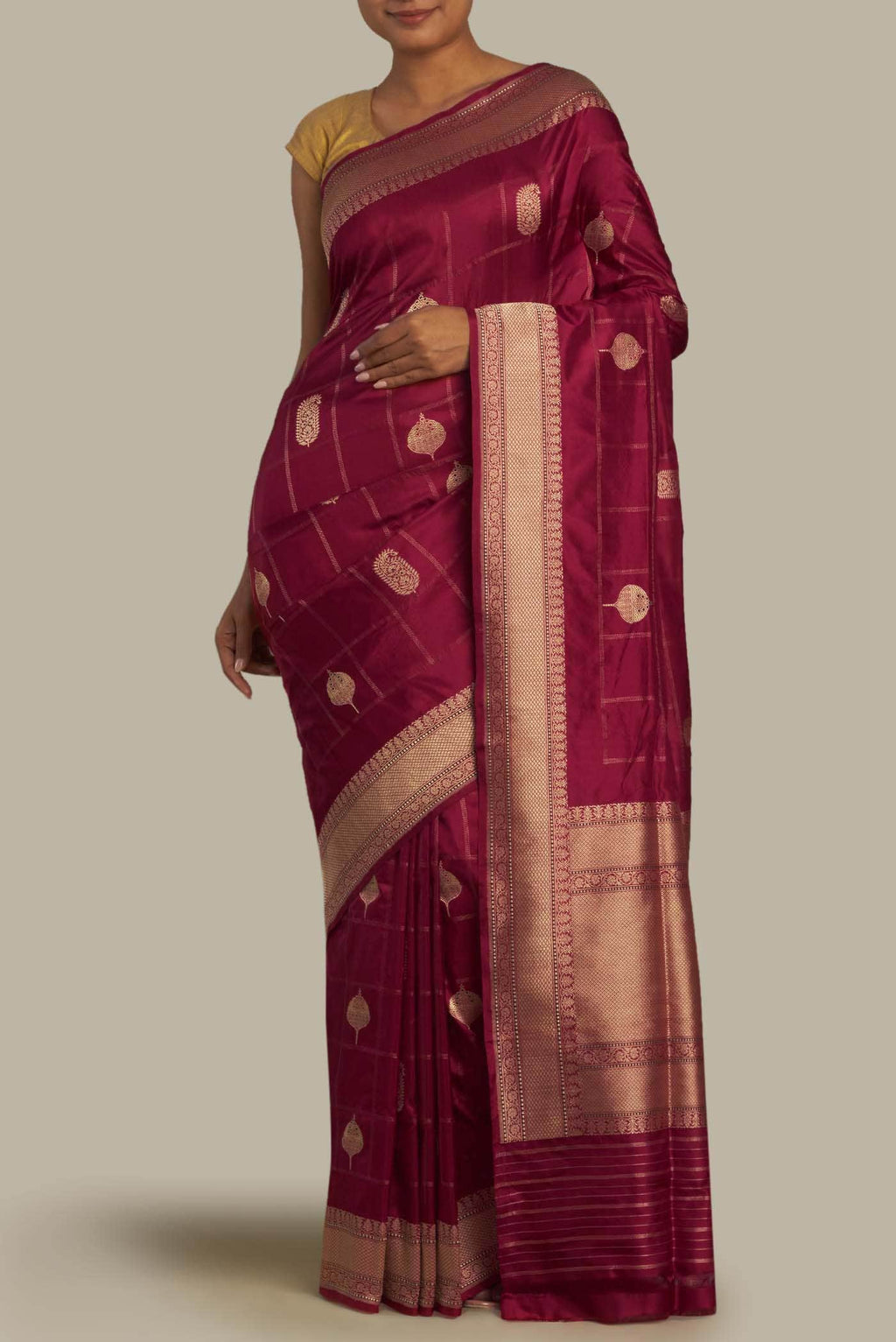 Maroon Banarasi Silk Saree