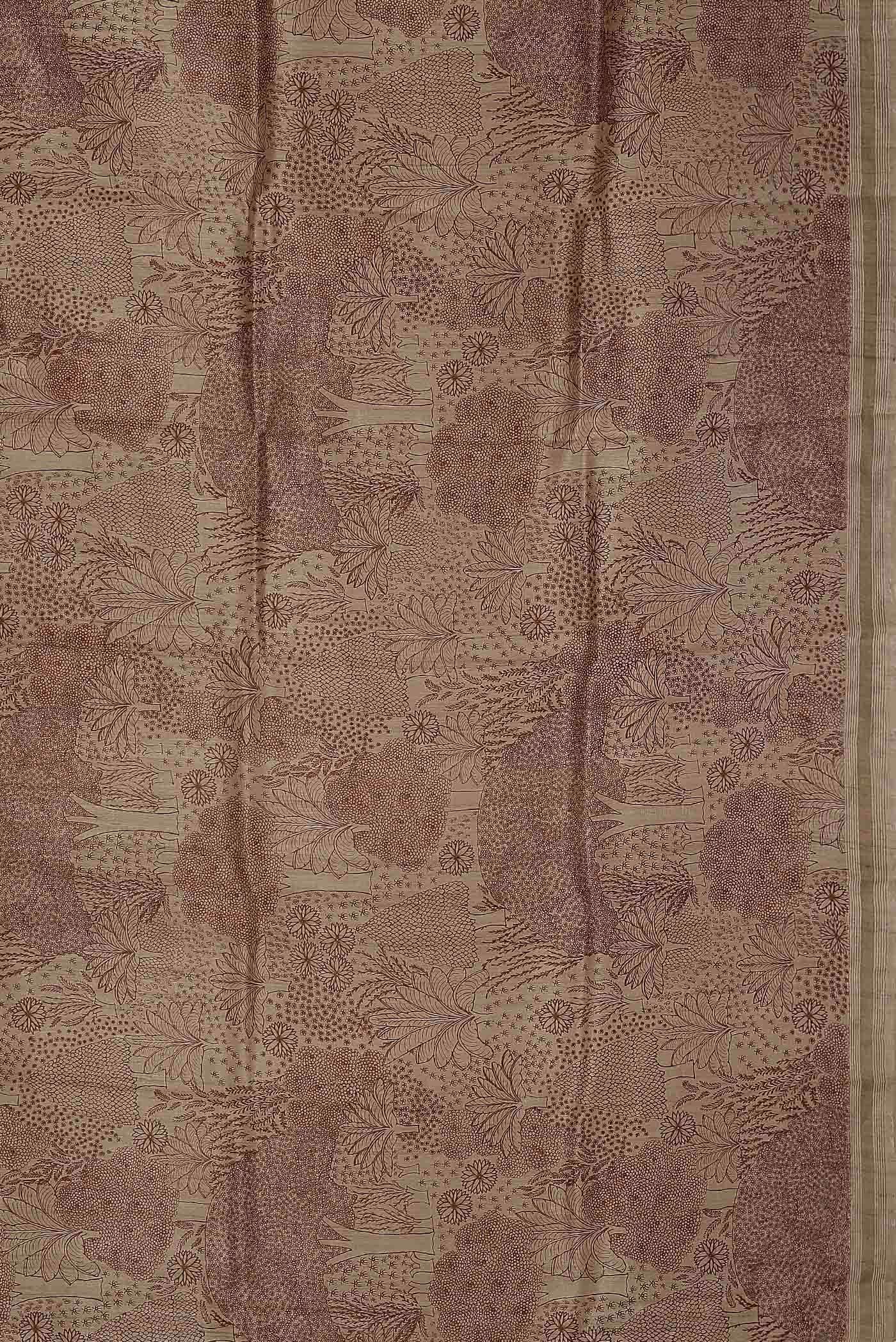 Beige Bhagalpuri Tussar Silk Saree