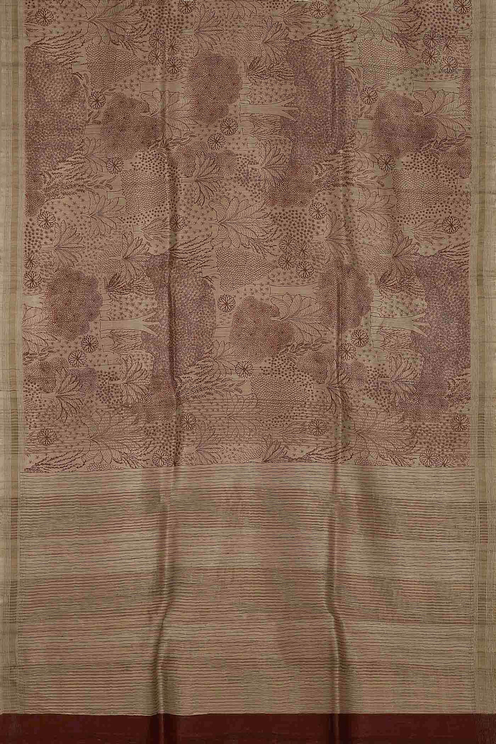 Beige Bhagalpuri Tussar Silk Saree