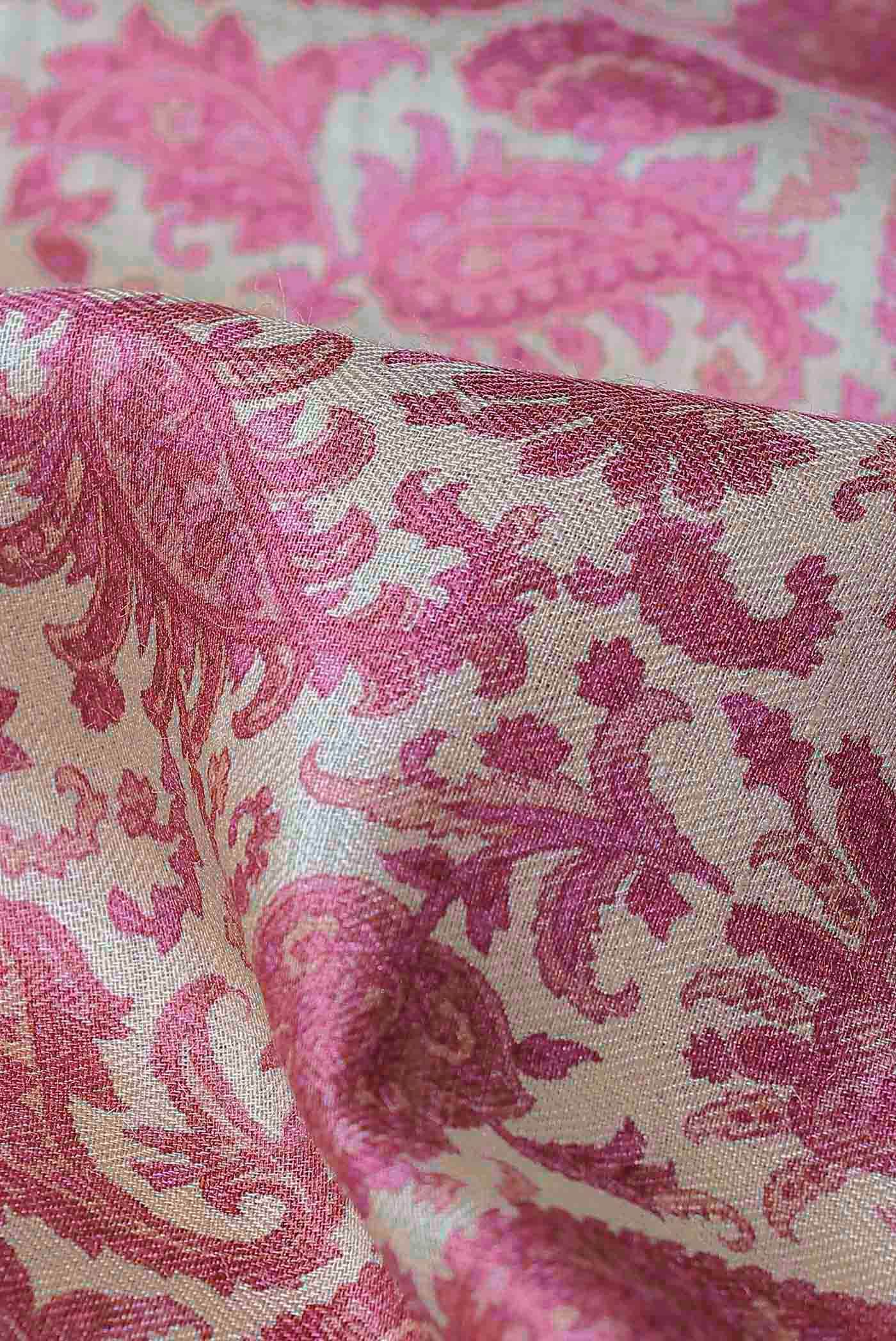 Beige Pashmina Silk Saree