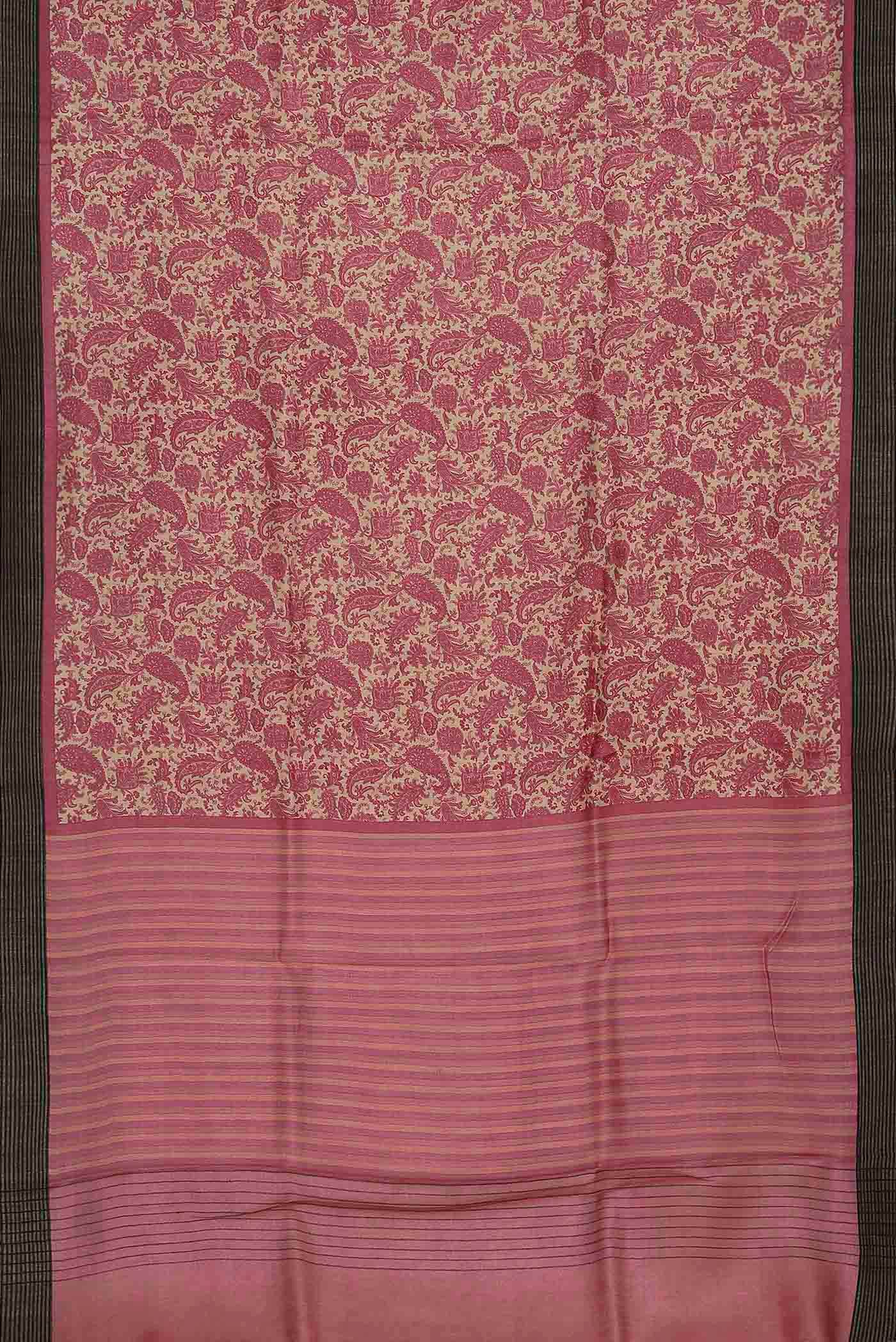 Beige Pashmina Silk Saree