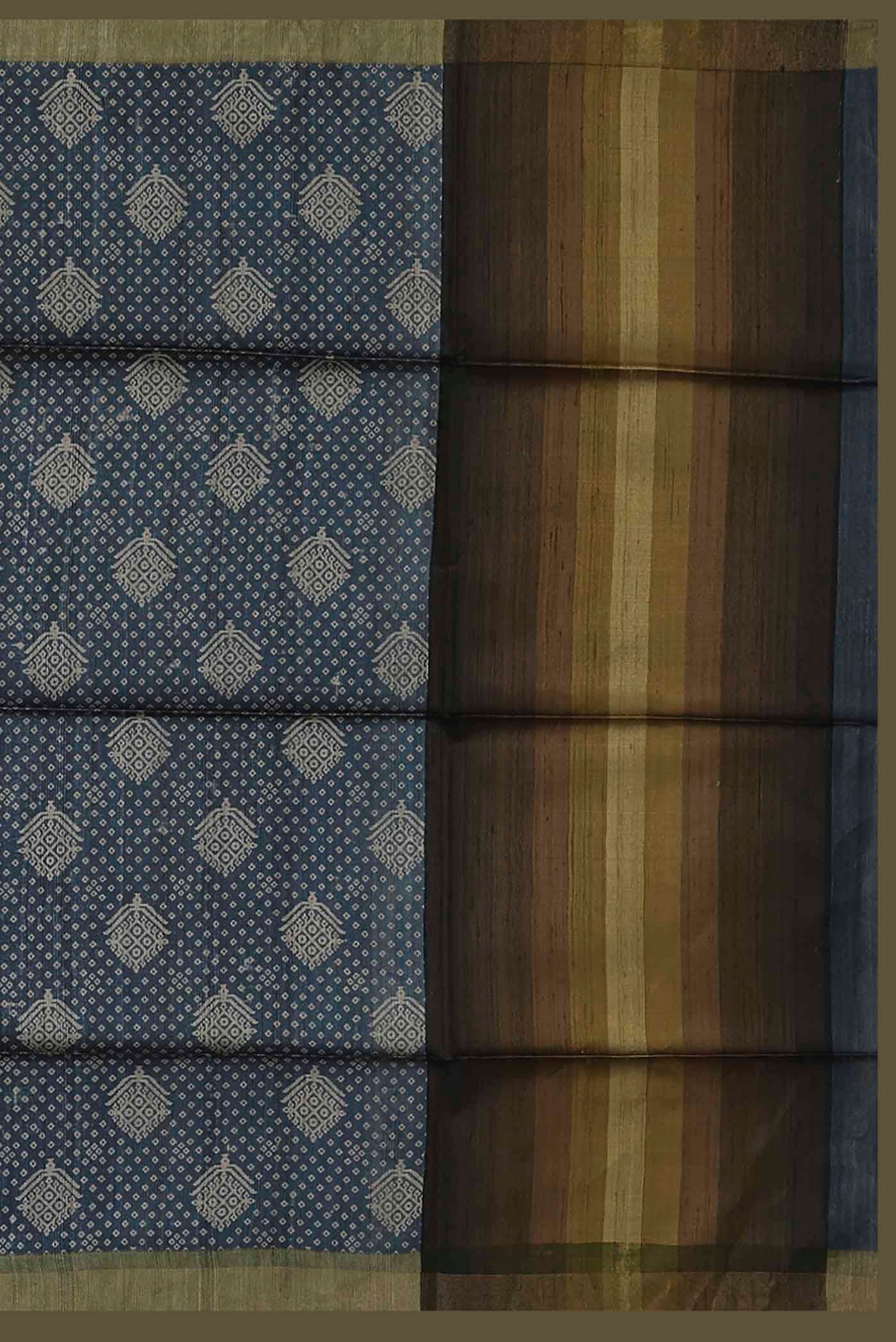 Blue Bhagalpuri Tussar Silk Saree