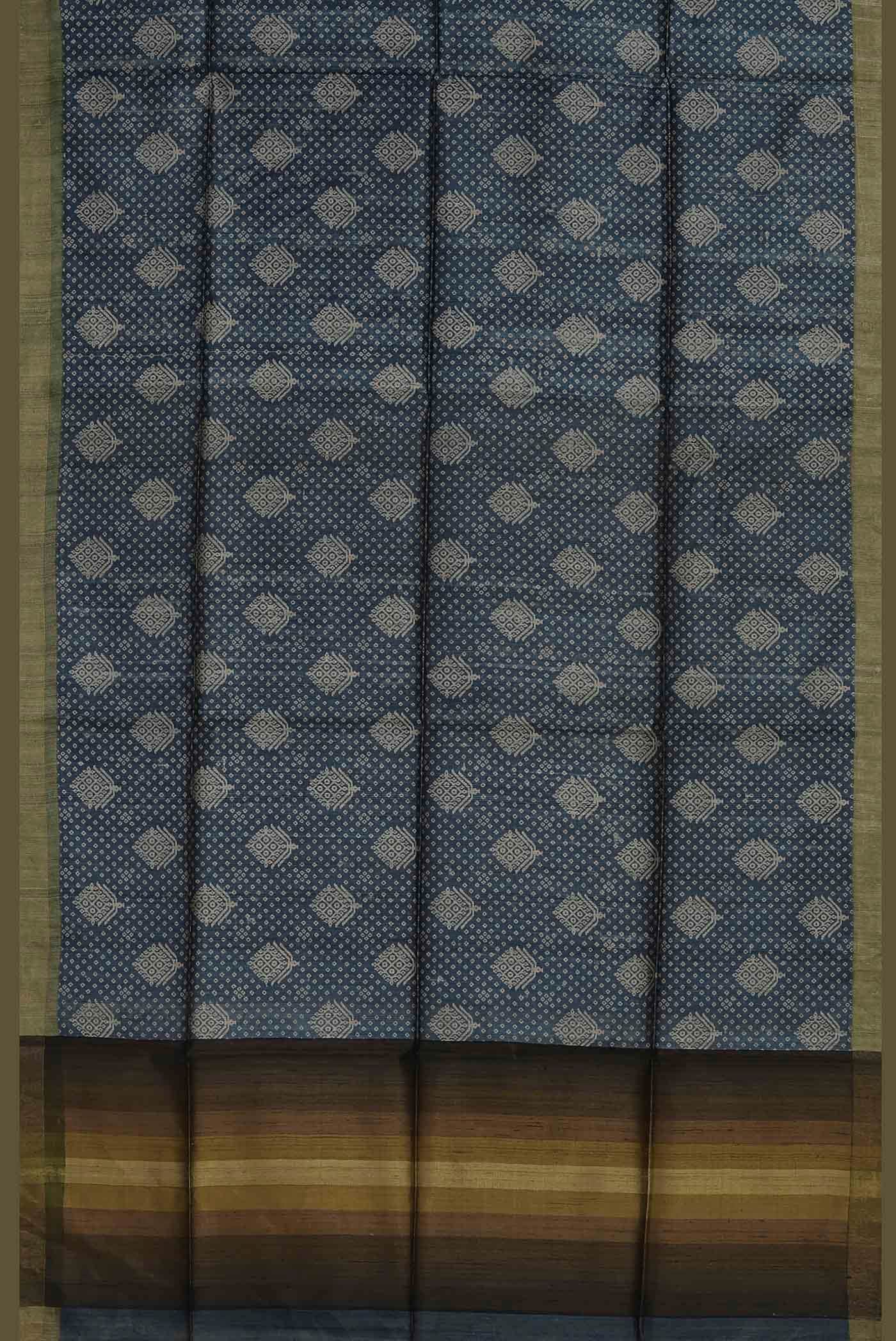 Blue Bhagalpuri Tussar Silk Saree