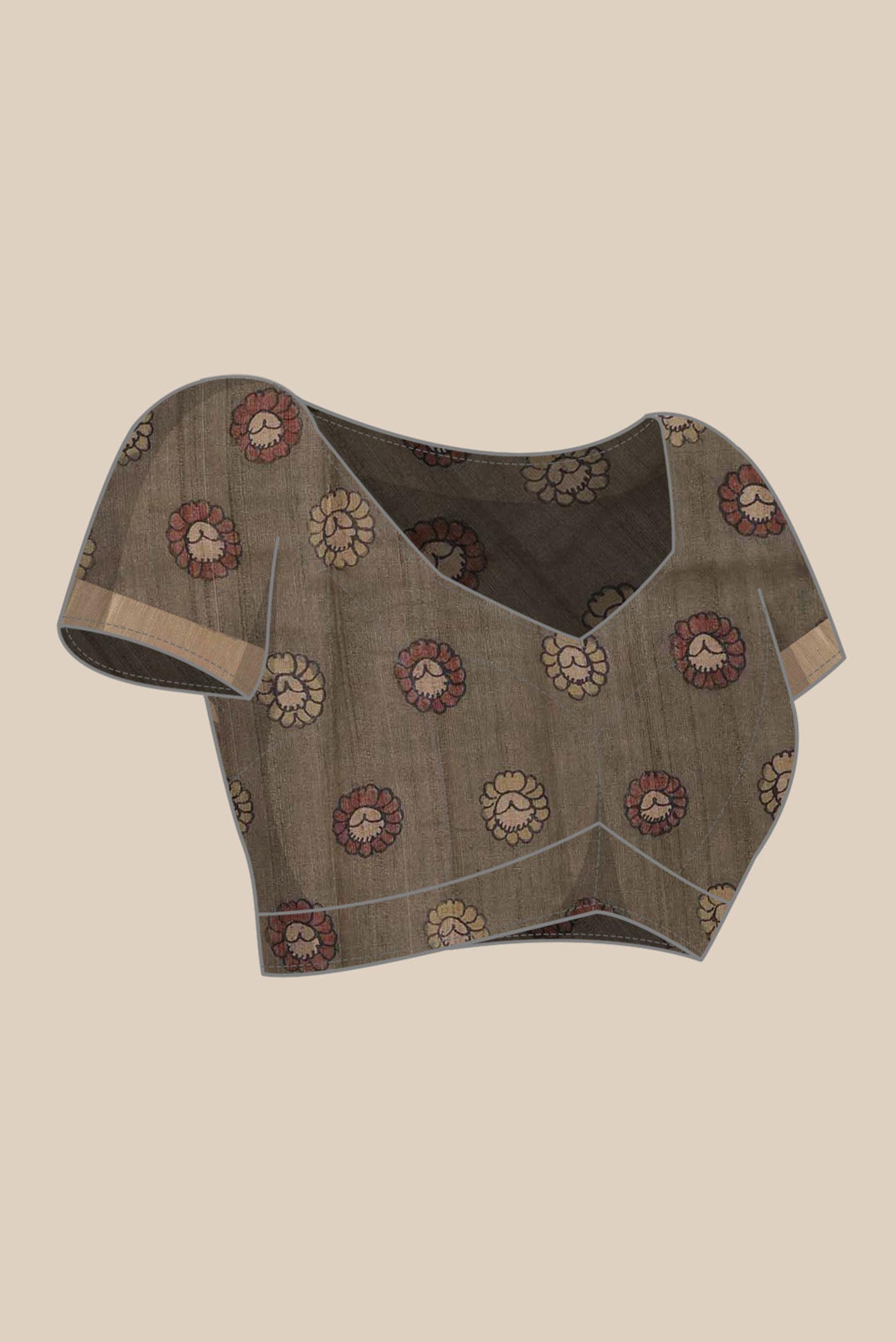 Brown Tussar Silk Saree