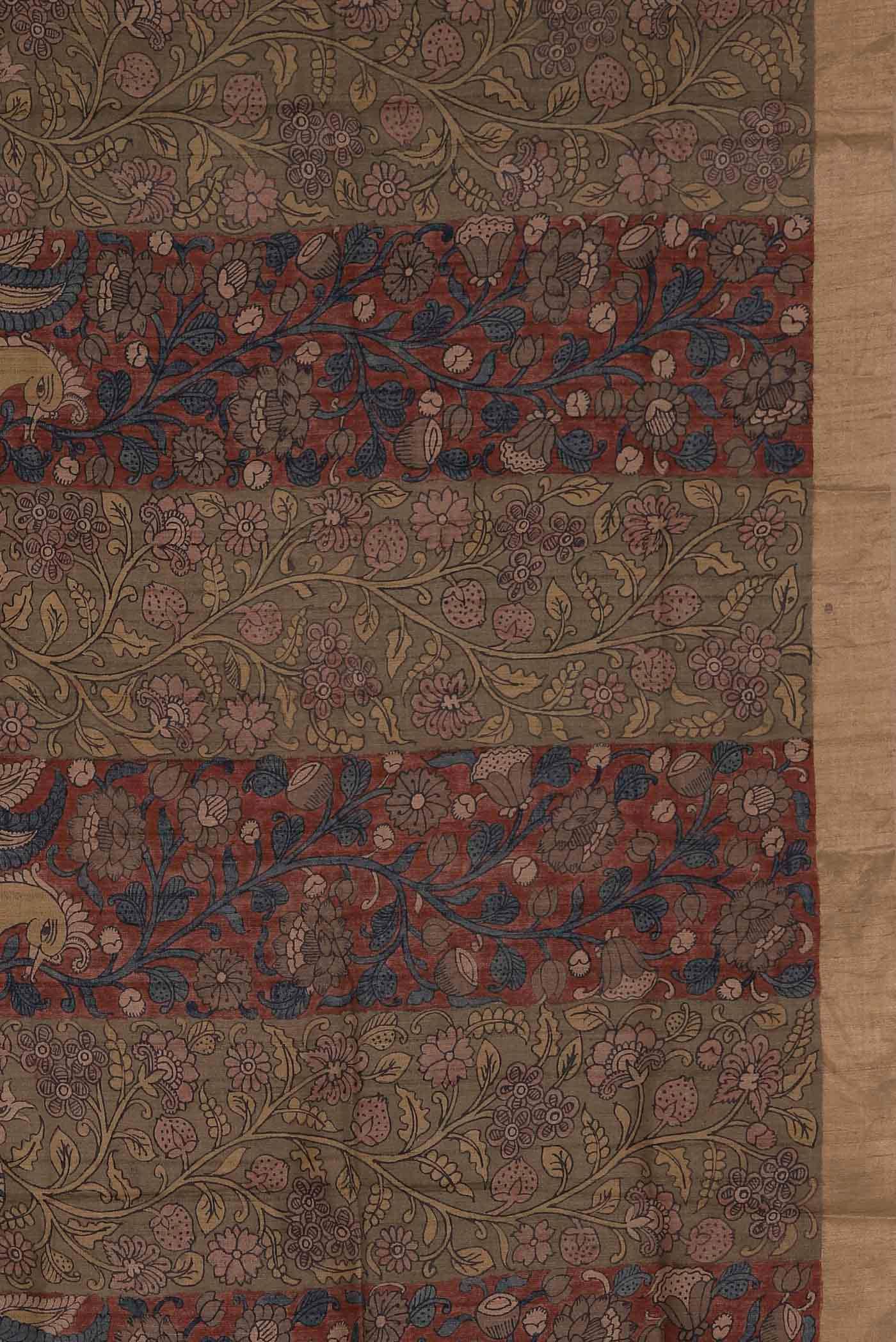 Brown Tussar Silk Saree