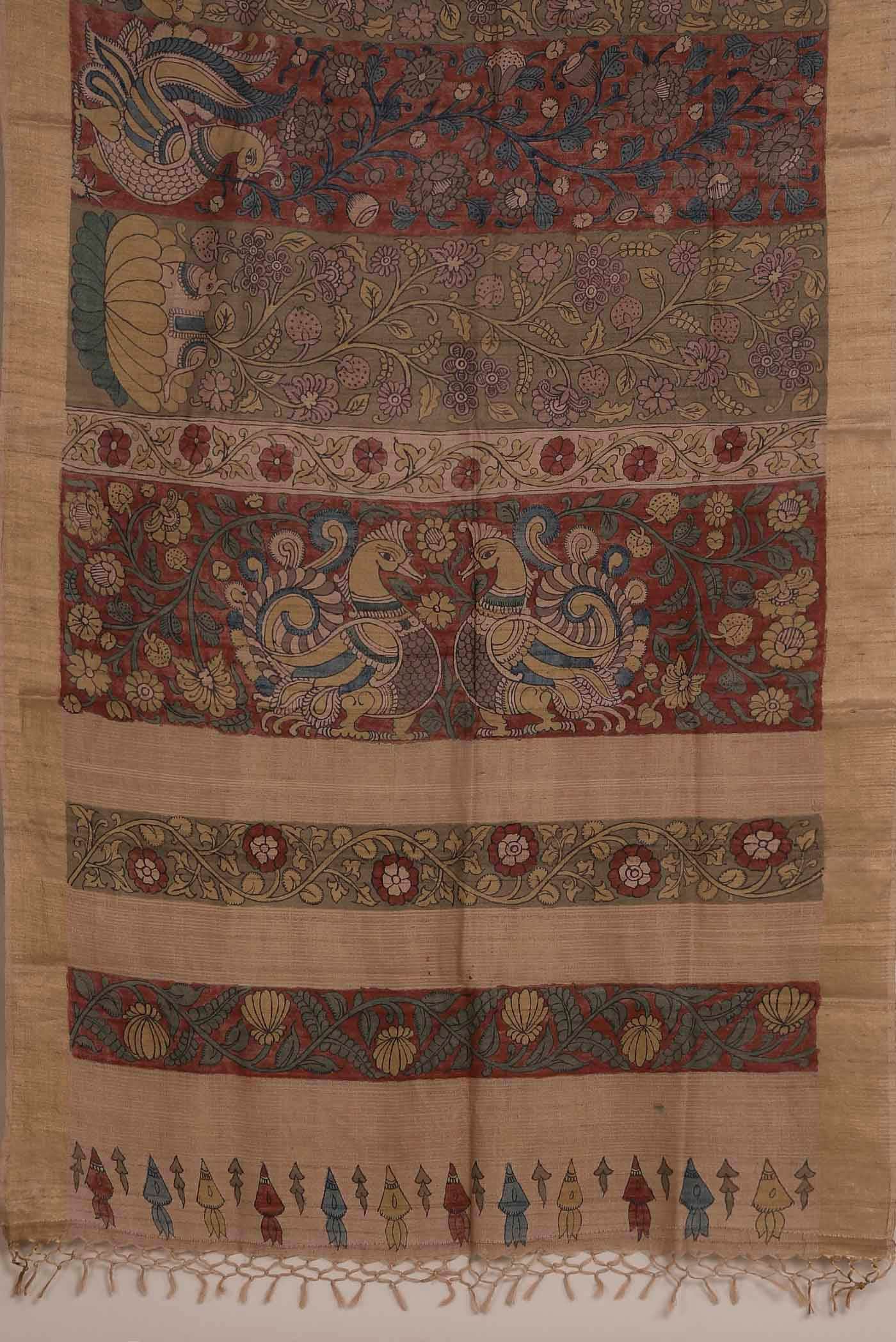 Brown Tussar Silk Saree