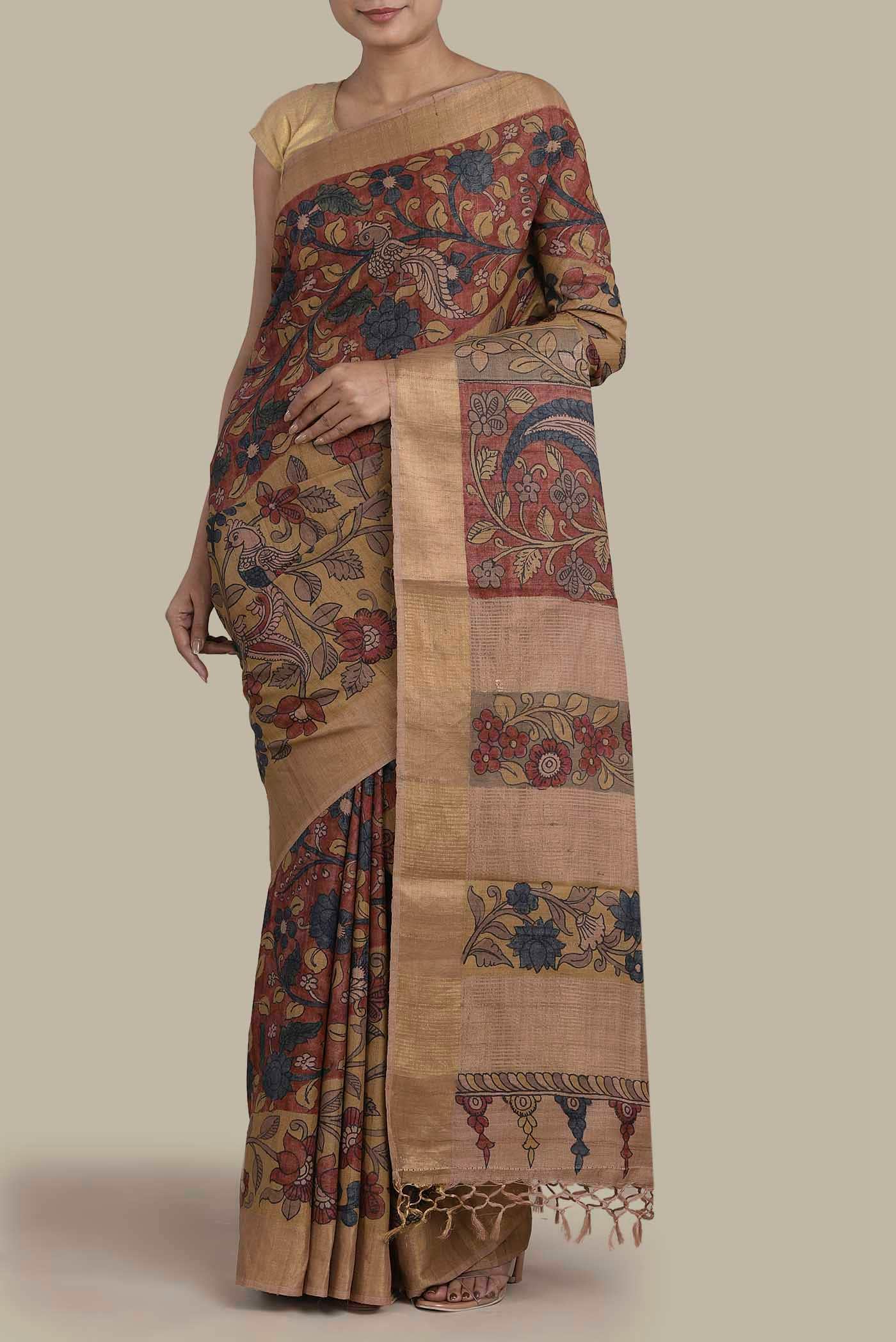 Multi Tussar Silk Saree