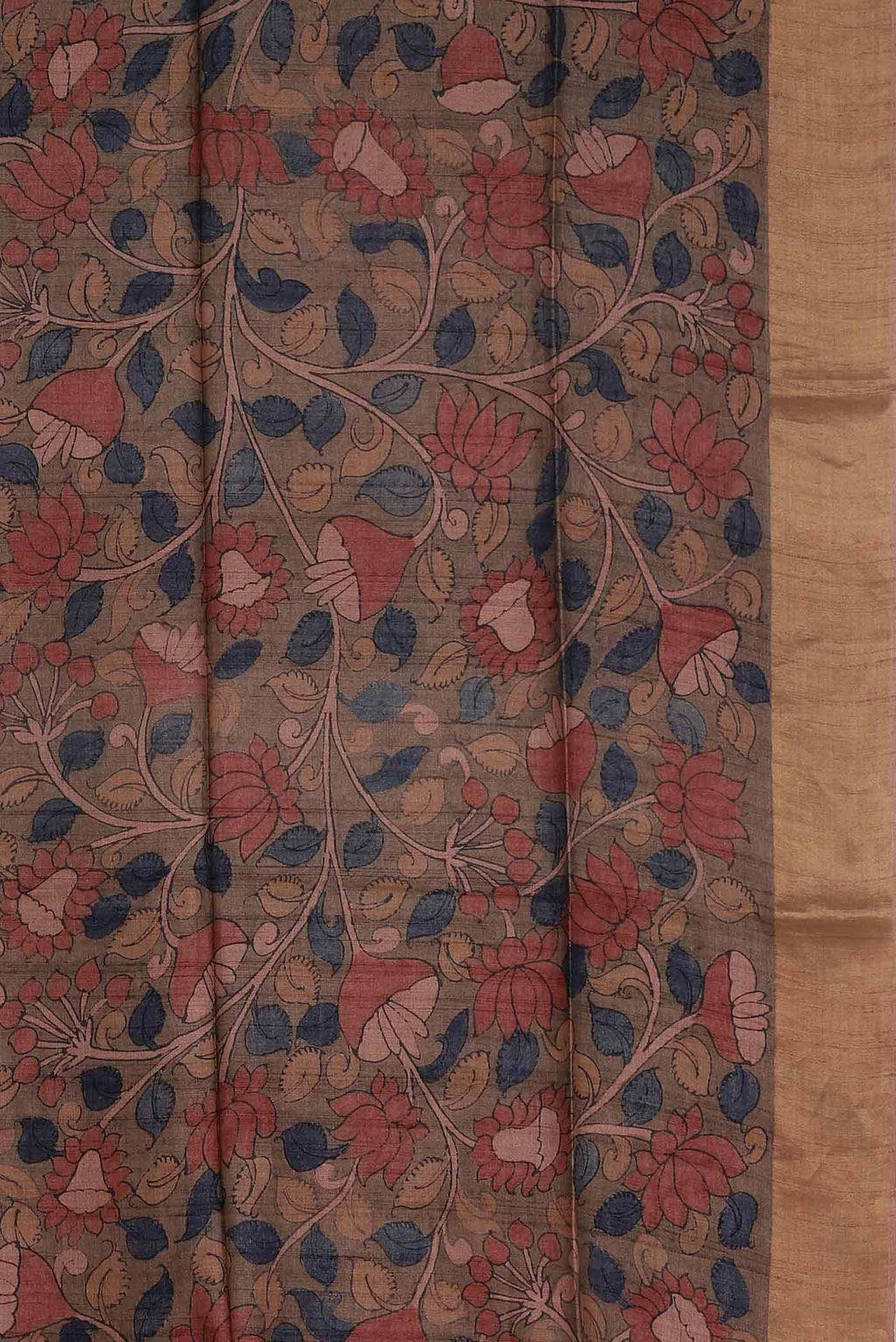 Beige Tussar Silk Saree