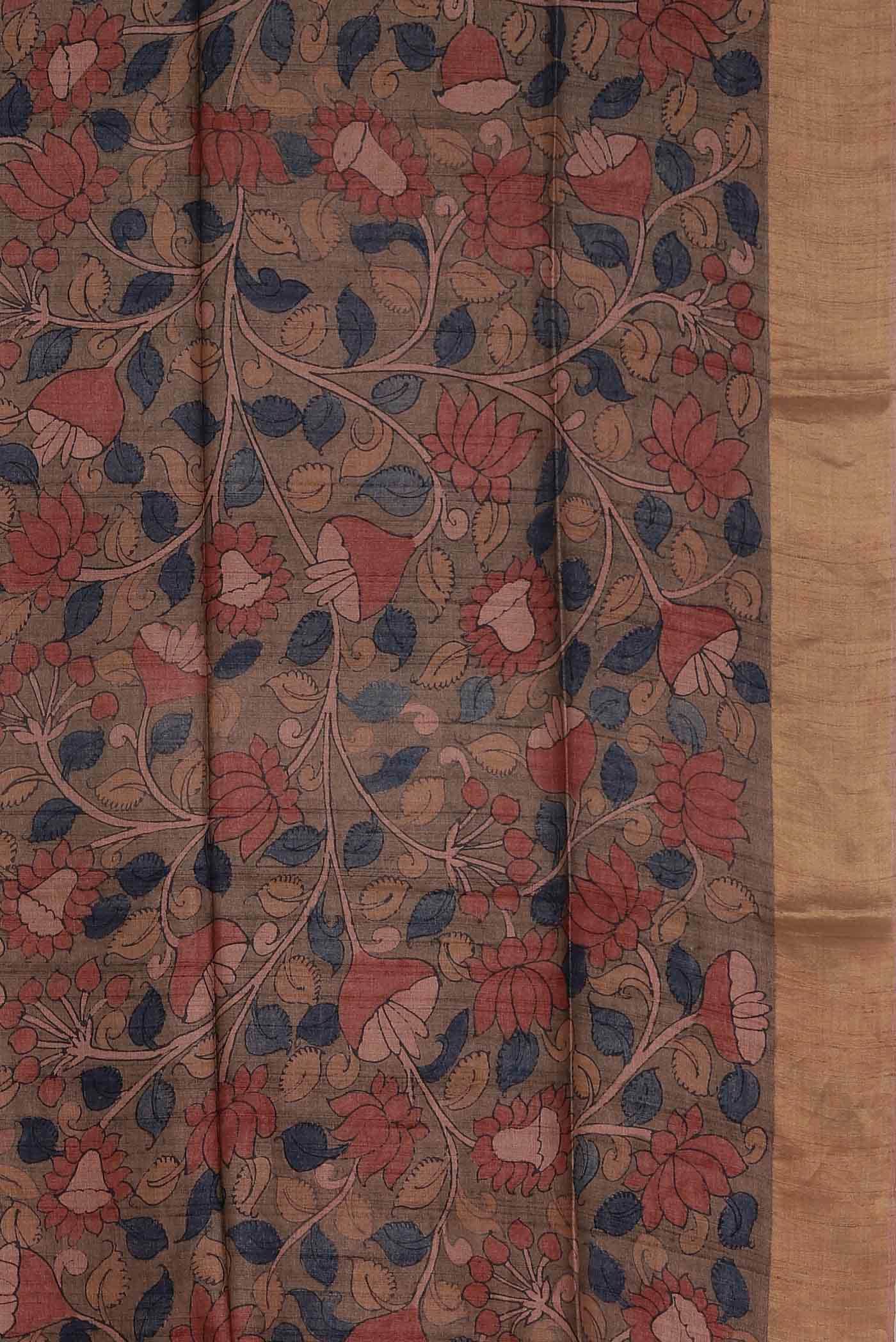 Beige Tussar Silk Saree