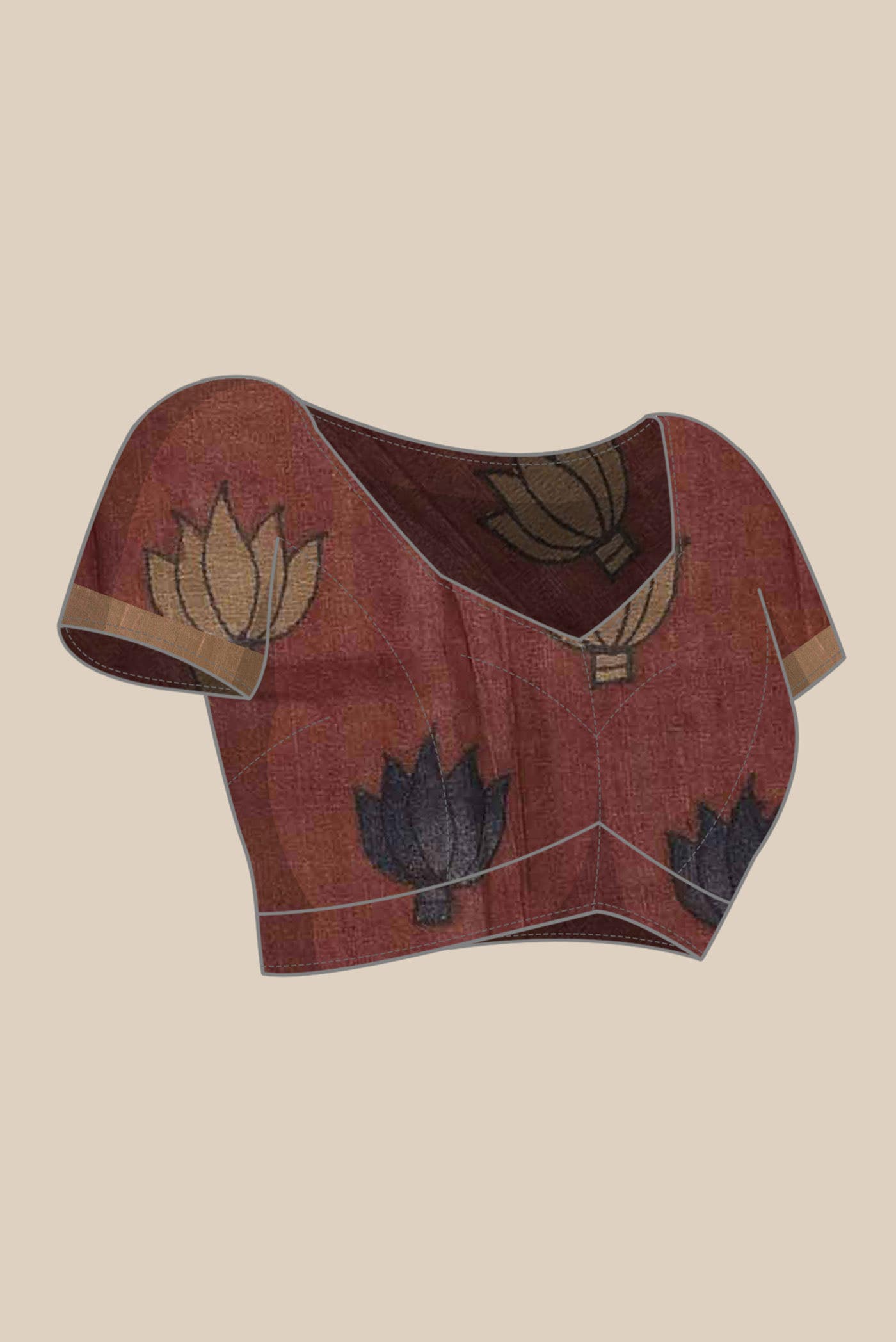 Beige Tussar Silk Saree