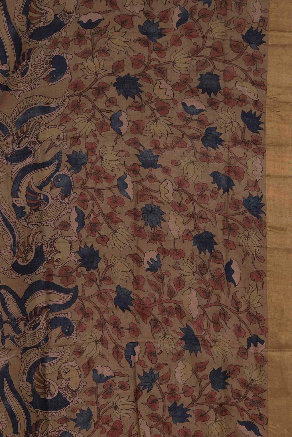 Beige Tussar Silk Saree