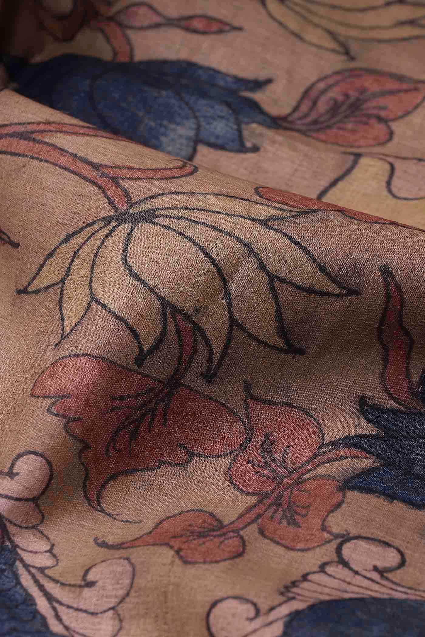 Beige Tussar Silk Saree