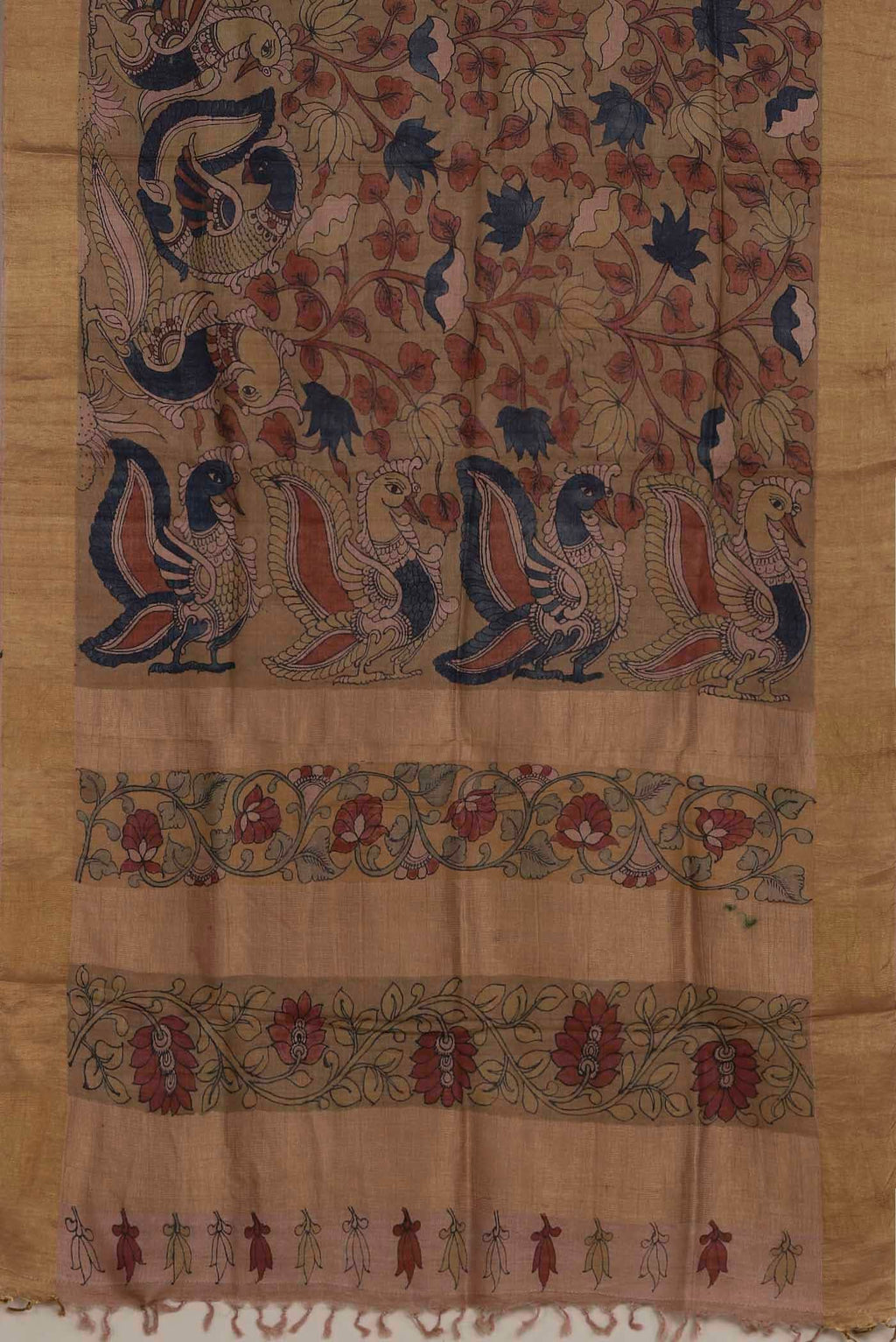 Beige Tussar Silk Saree