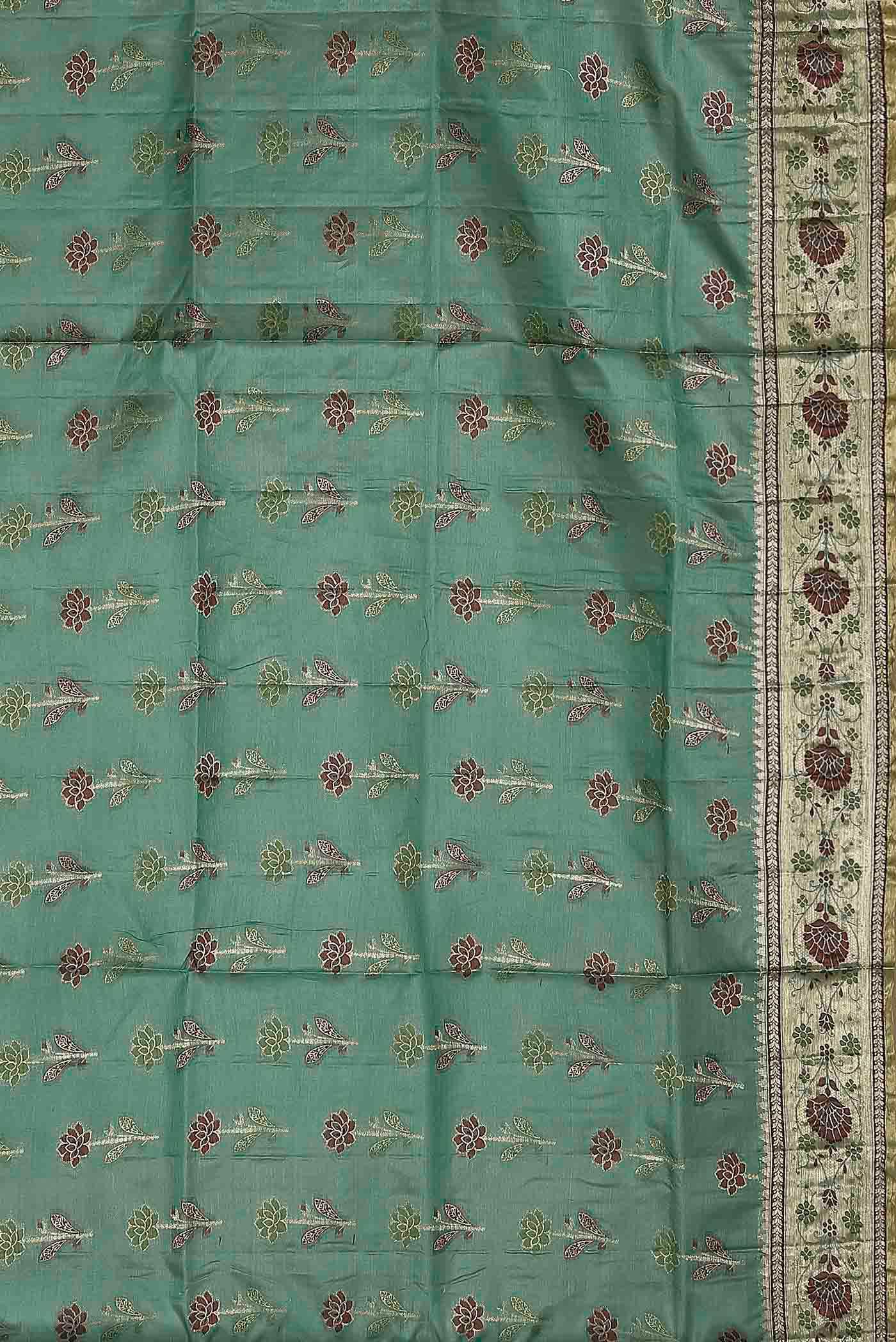 Green Banarasi Tussar Silk Saree