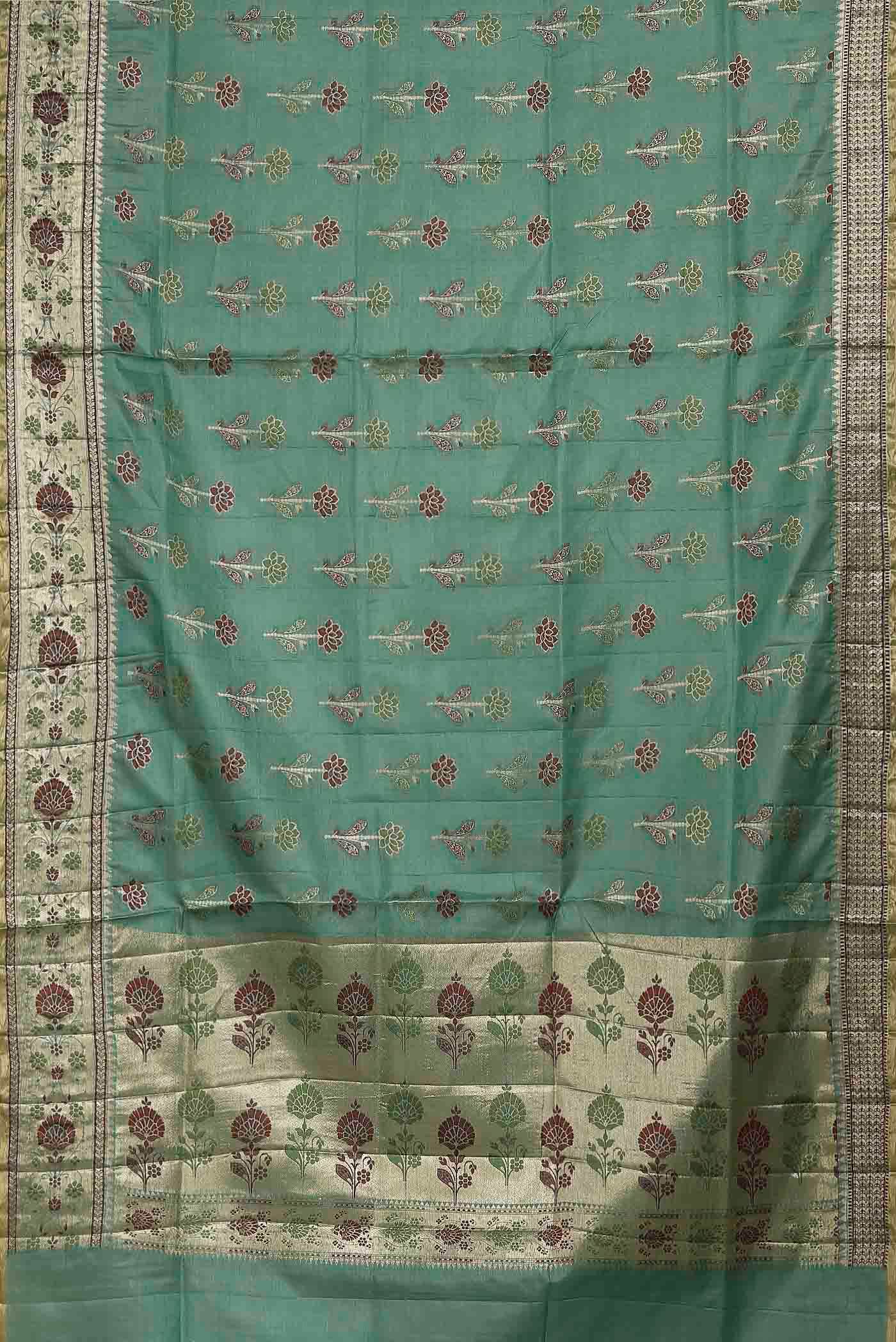 Green Banarasi Tussar Silk Saree