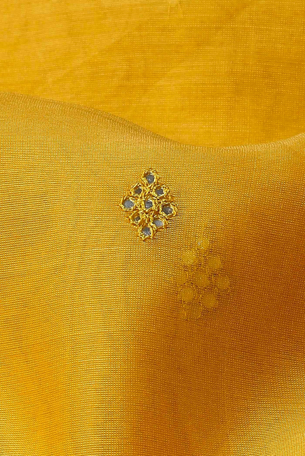 Yellow Maheshwari Silk Cotton Saree