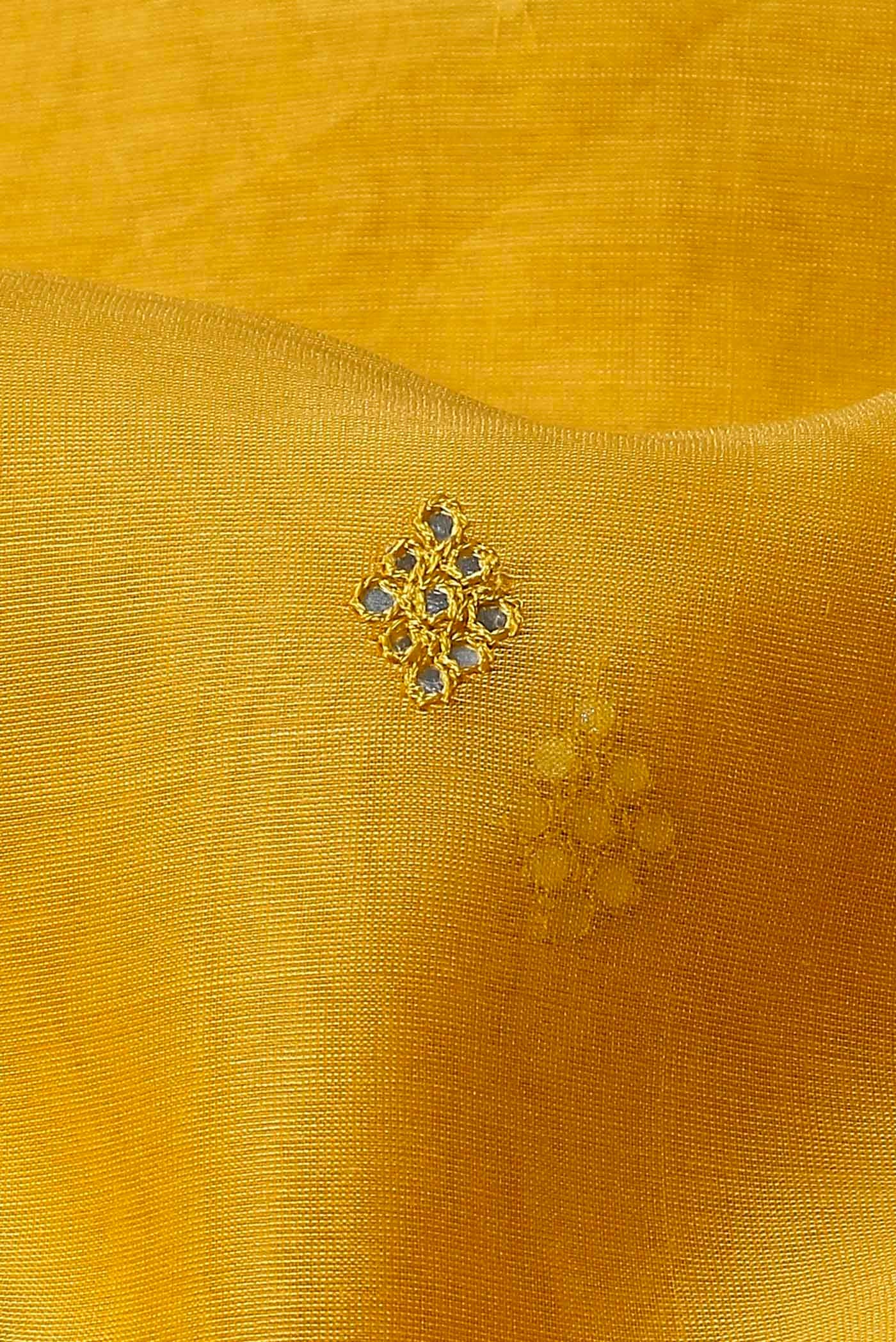 Yellow Maheshwari Silk Cotton Saree