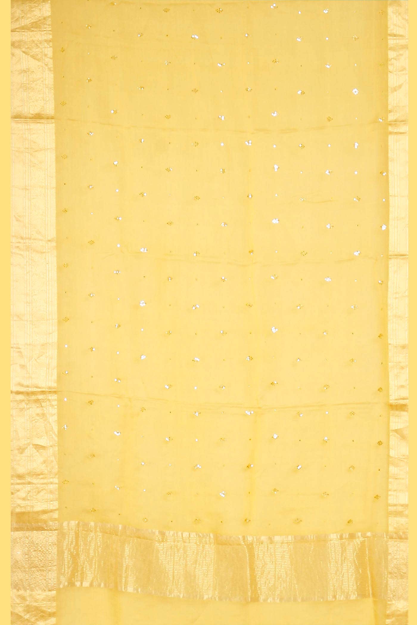 Yellow Maheshwari Silk Cotton Saree