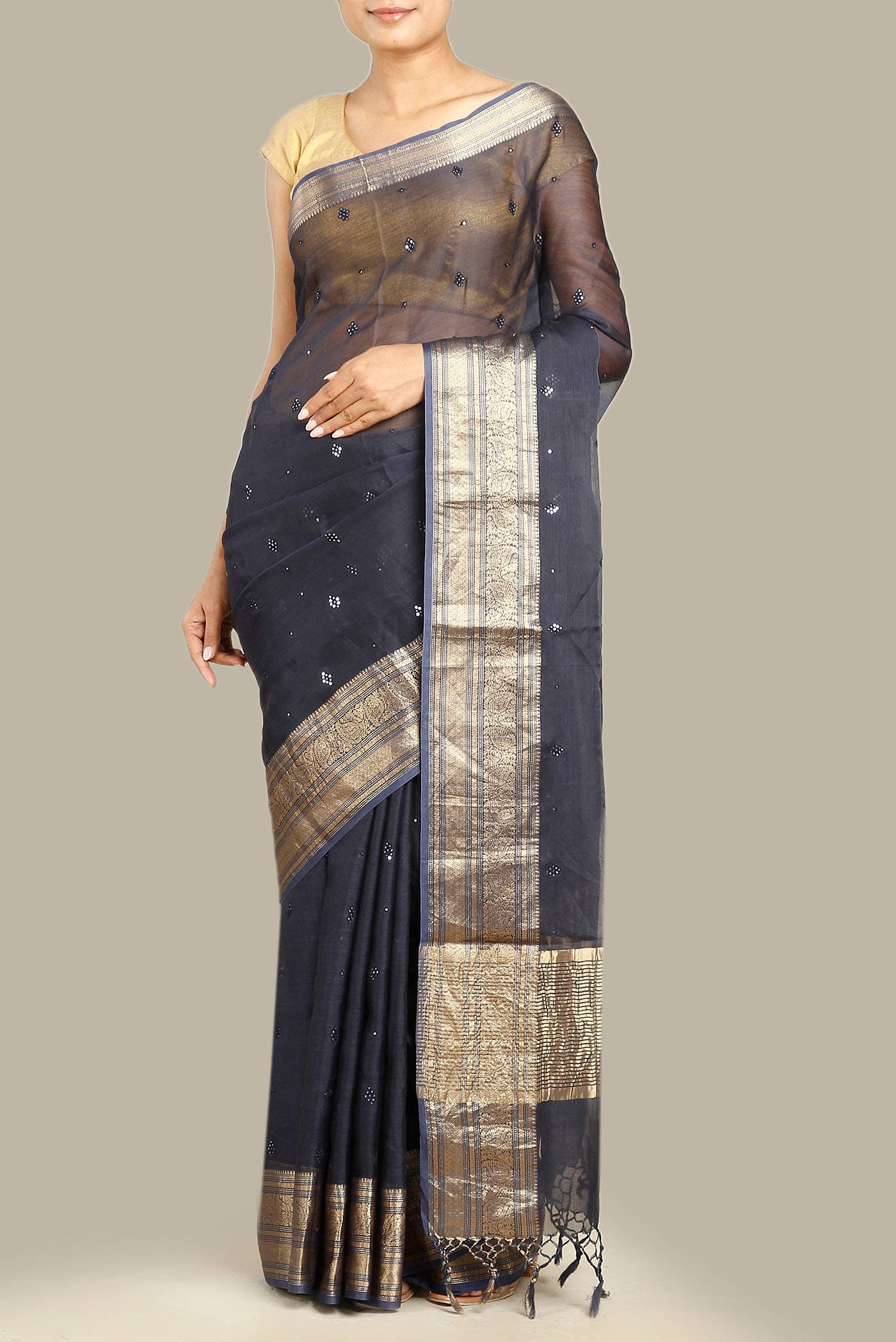 Blue Maheshwari Silk Cotton Saree