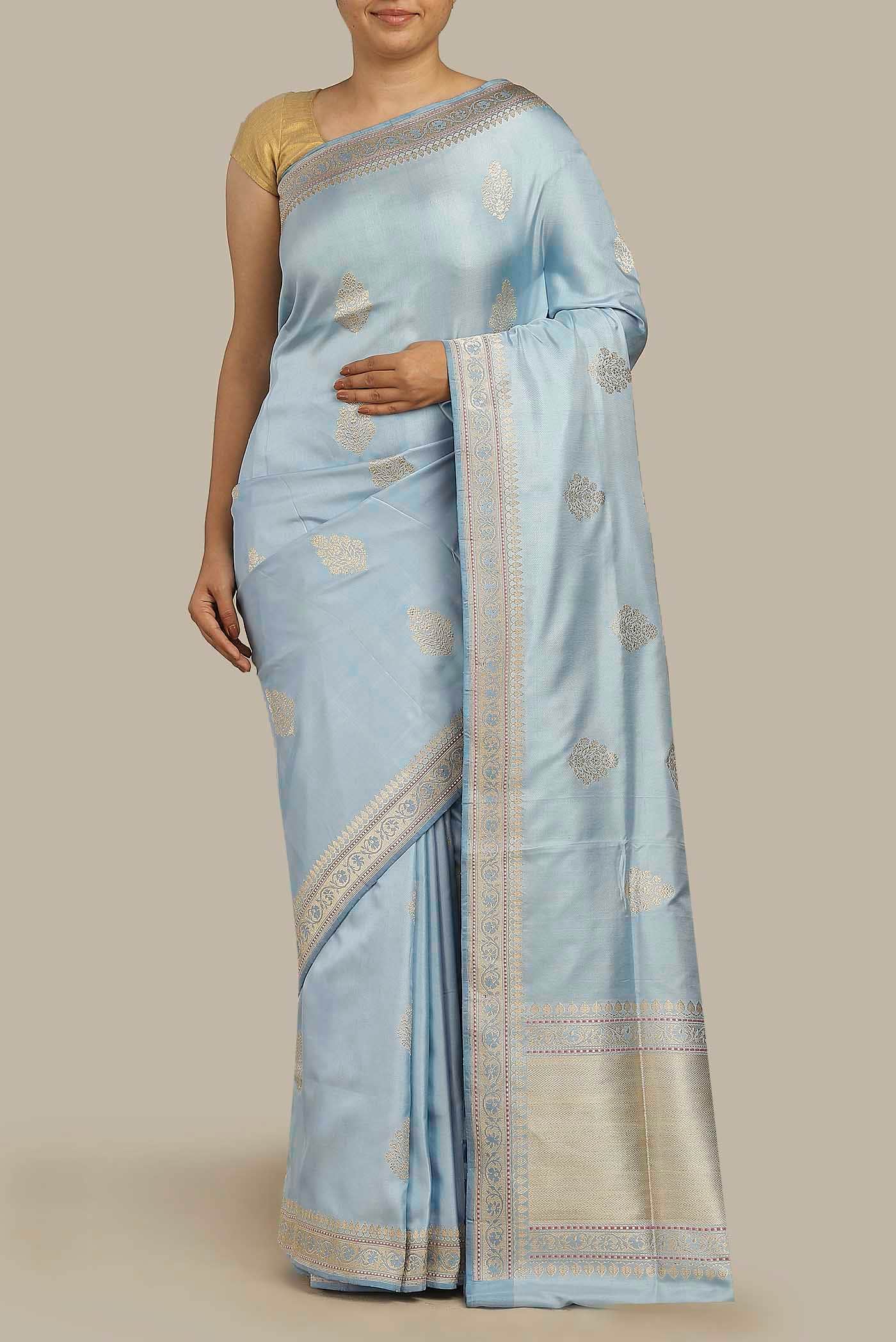 Blue Banarasi Silk Saree