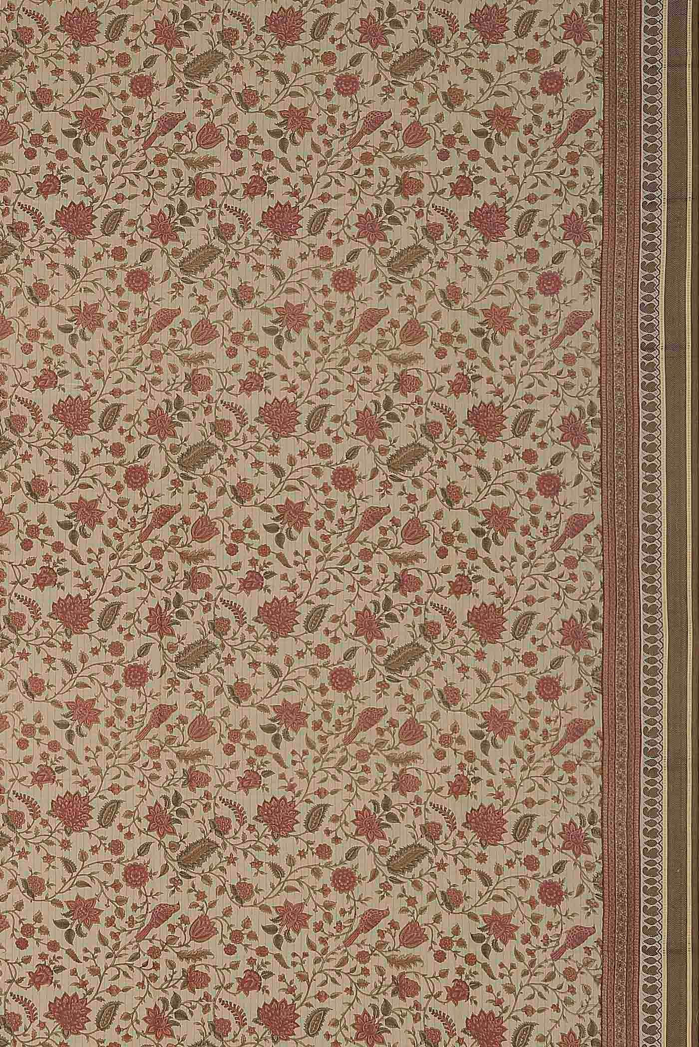 Beige Tussar Silk Saree