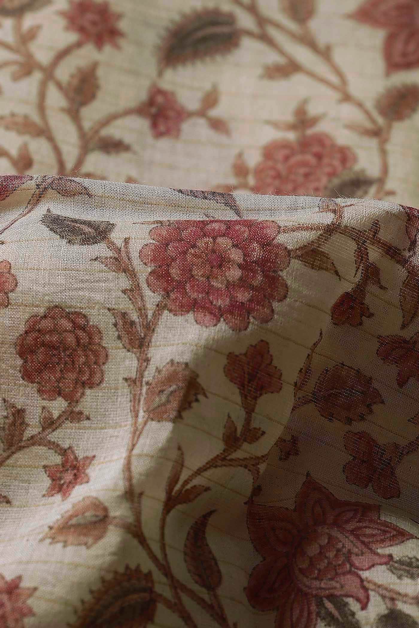 Beige Tussar Silk Saree