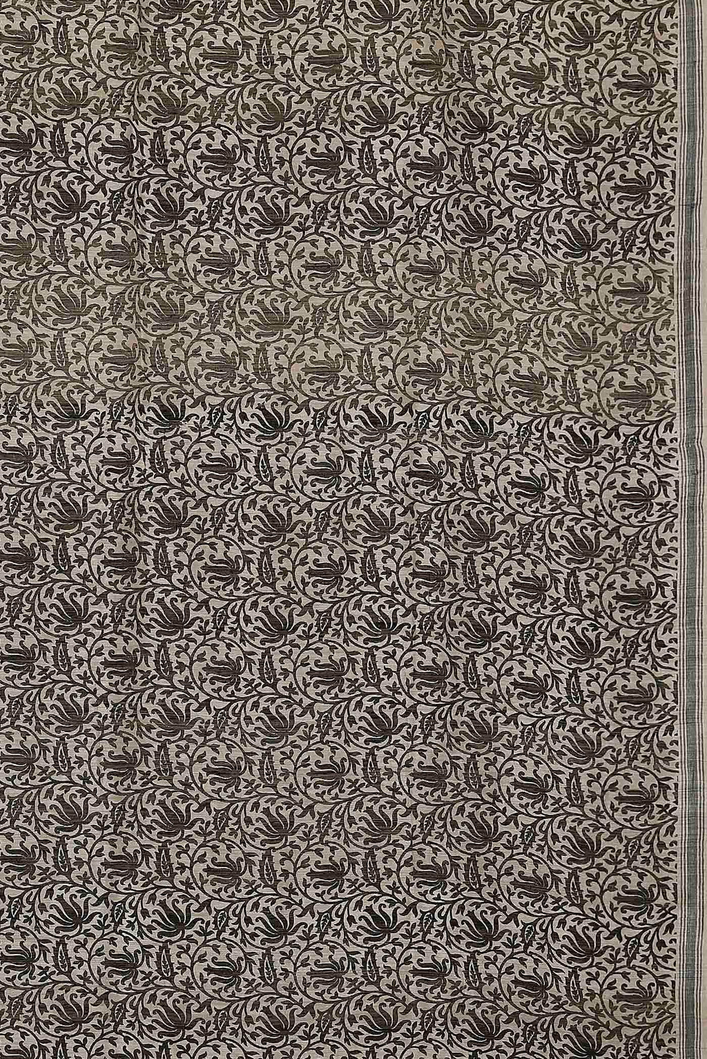 Cream Tussar Silk Saree