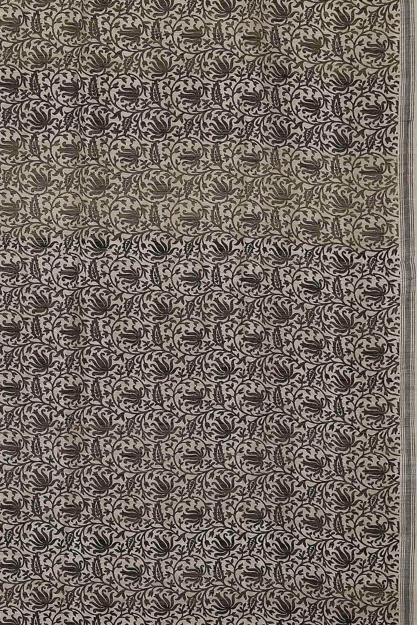 Cream Tussar Silk Saree