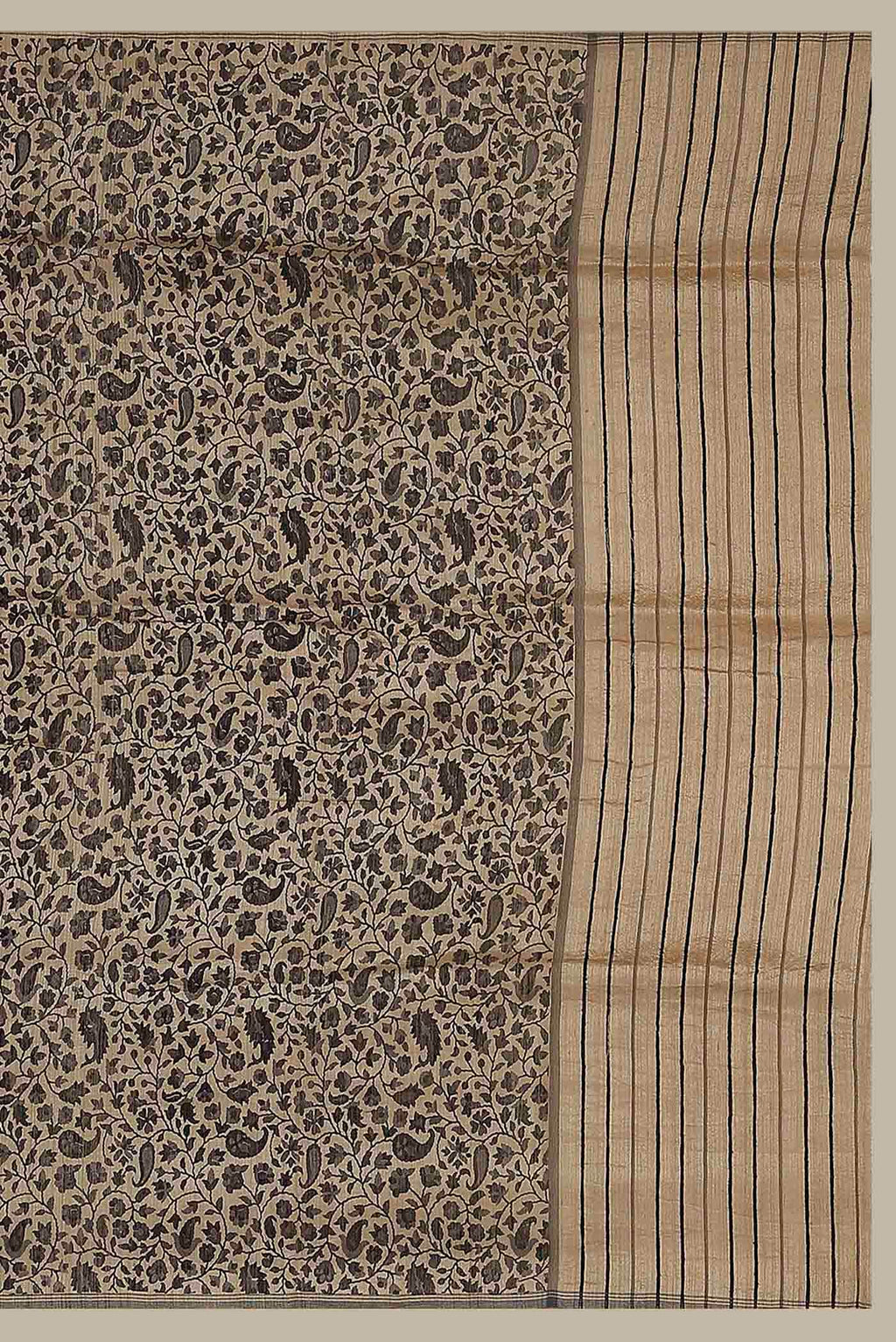 Beige Bhagalpuri Tussar Silk Saree
