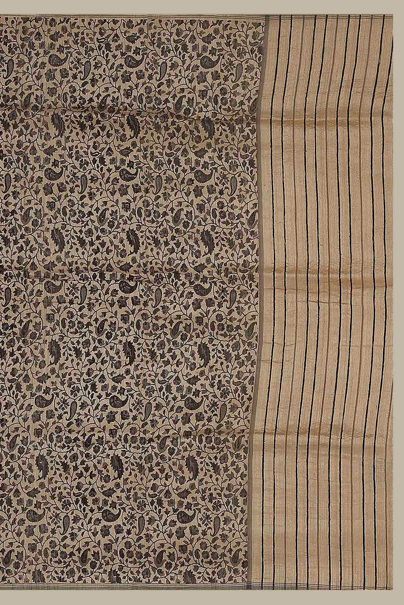 Beige Bhagalpuri Tussar Silk Saree