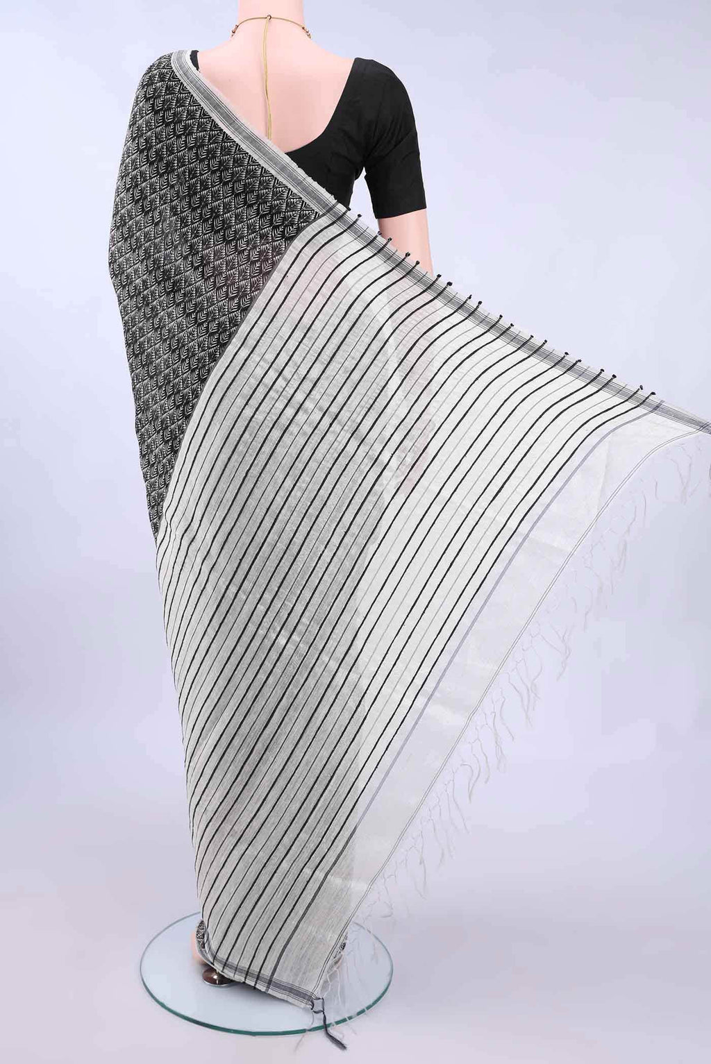 Black Tussar Silk Saree