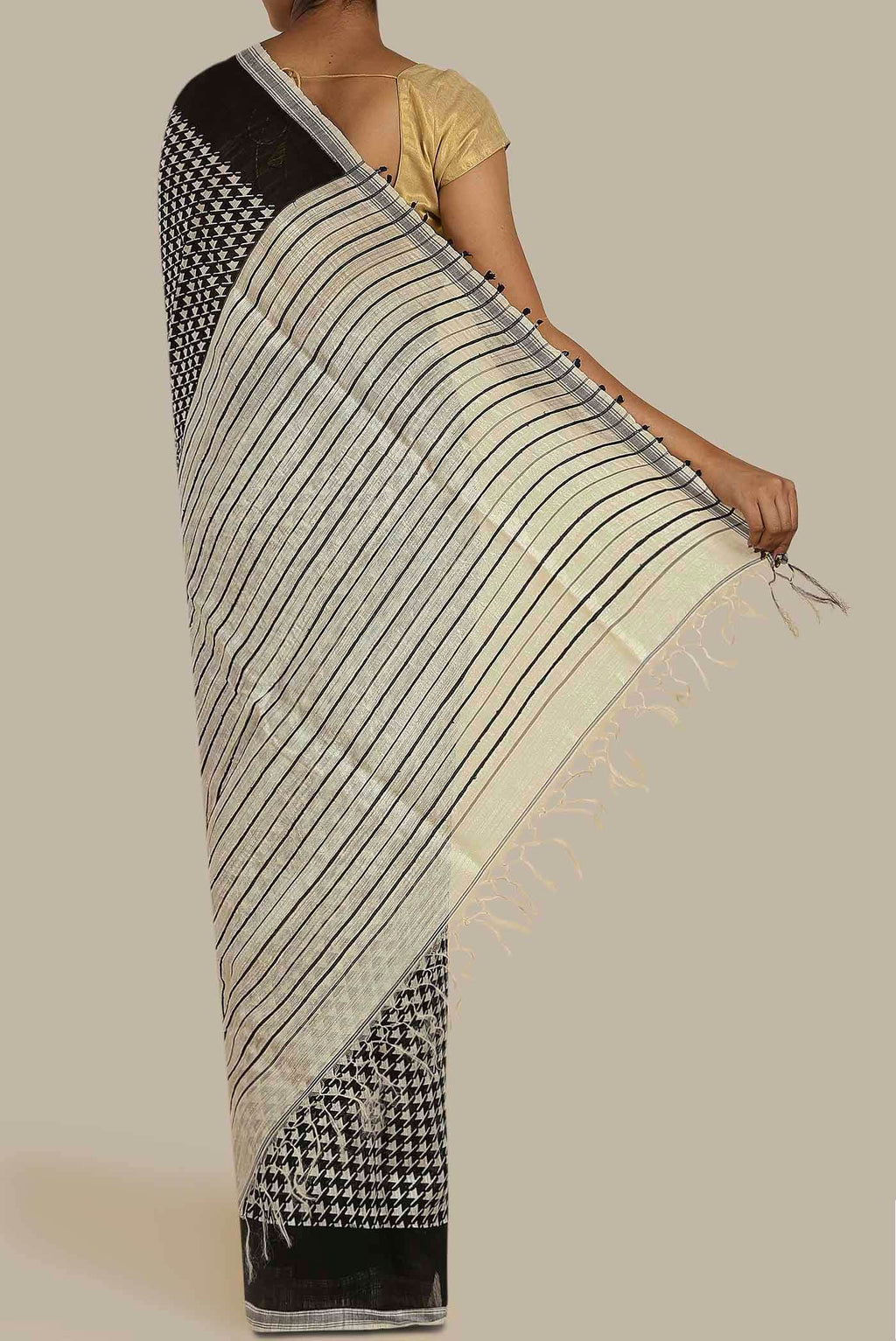 Black Tussar Silk Saree