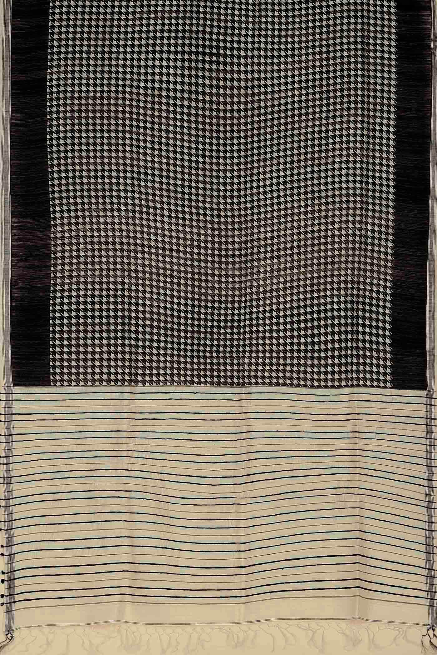 Black Tussar Silk Saree