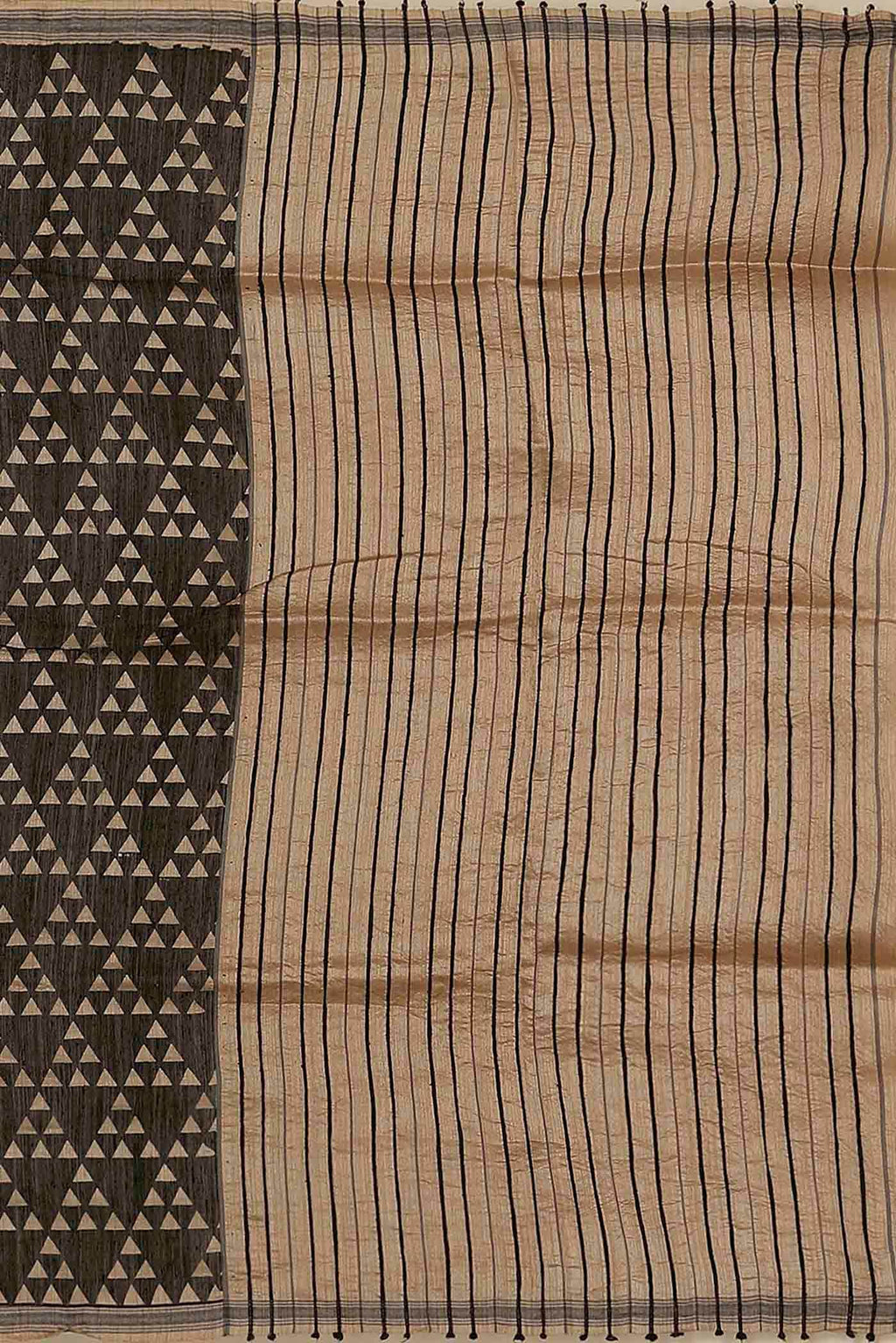 Black Bhagalpuri Tussar Silk Saree