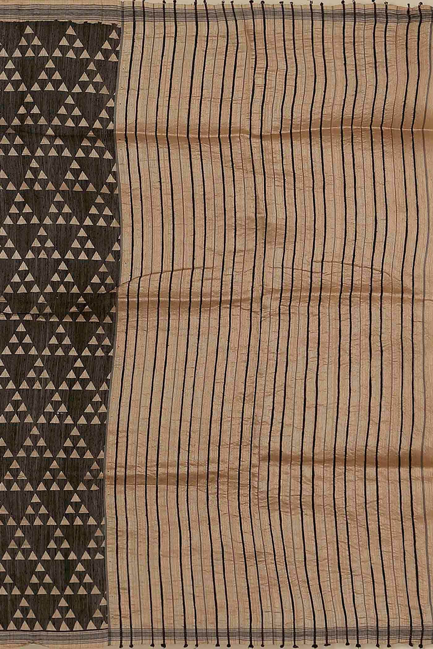 Black Bhagalpuri Tussar Silk Saree