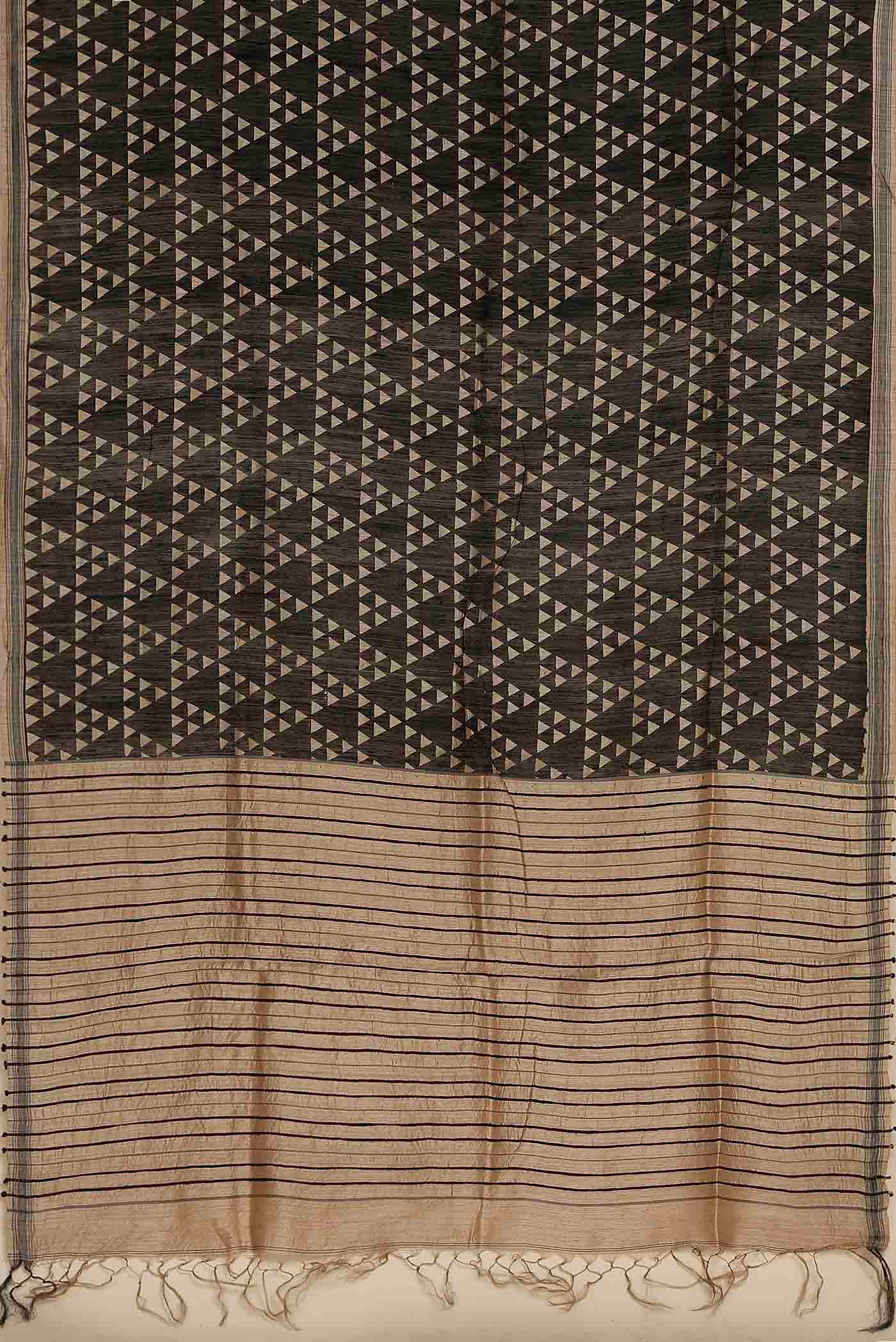 Black Bhagalpuri Tussar Silk Saree