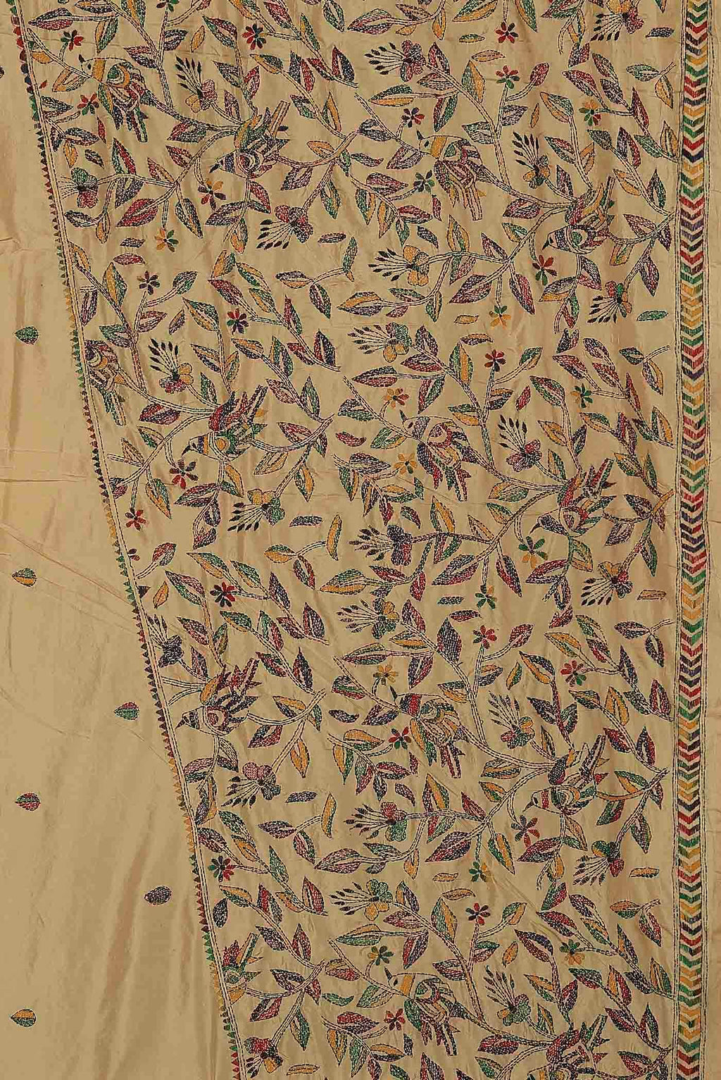 Cream Tussar Silk Saree