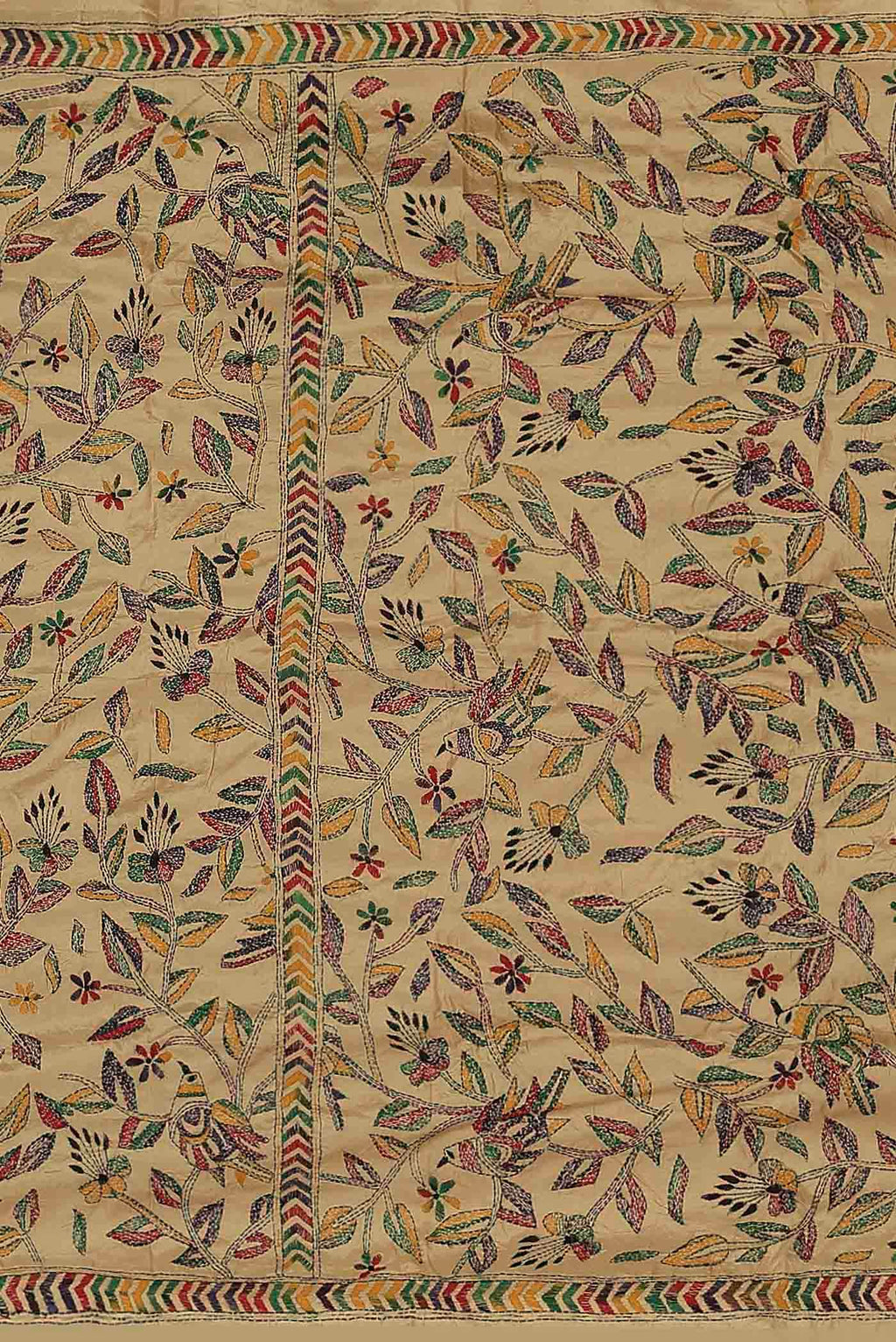 Cream Tussar Silk Saree